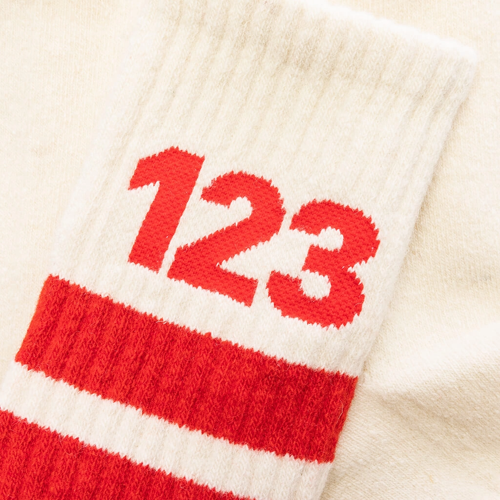 123 Socks - Vintage White/Red