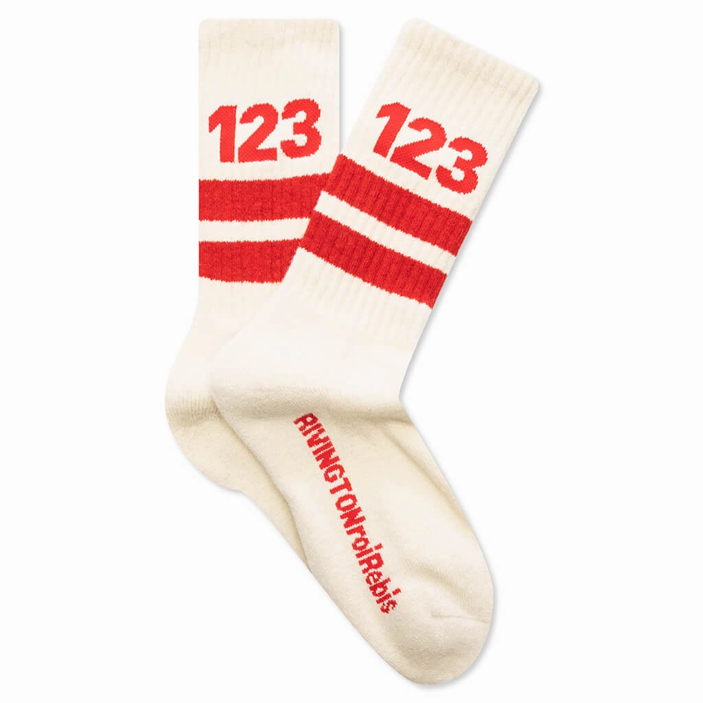 123 Socks - Vintage White/Red