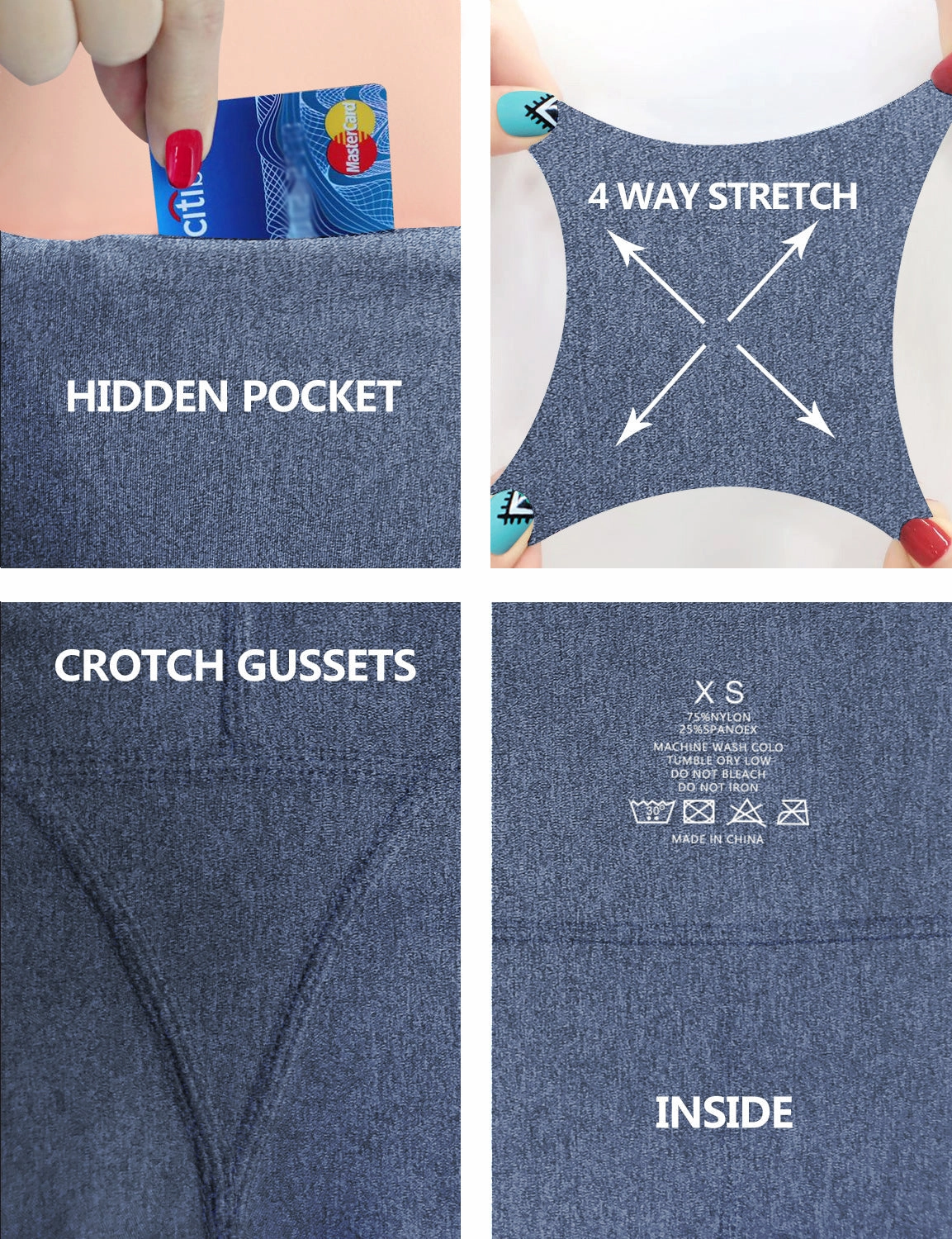 29" 31" 33" 35" 37" High Waist Bootcut Leggings heathernavy_Running