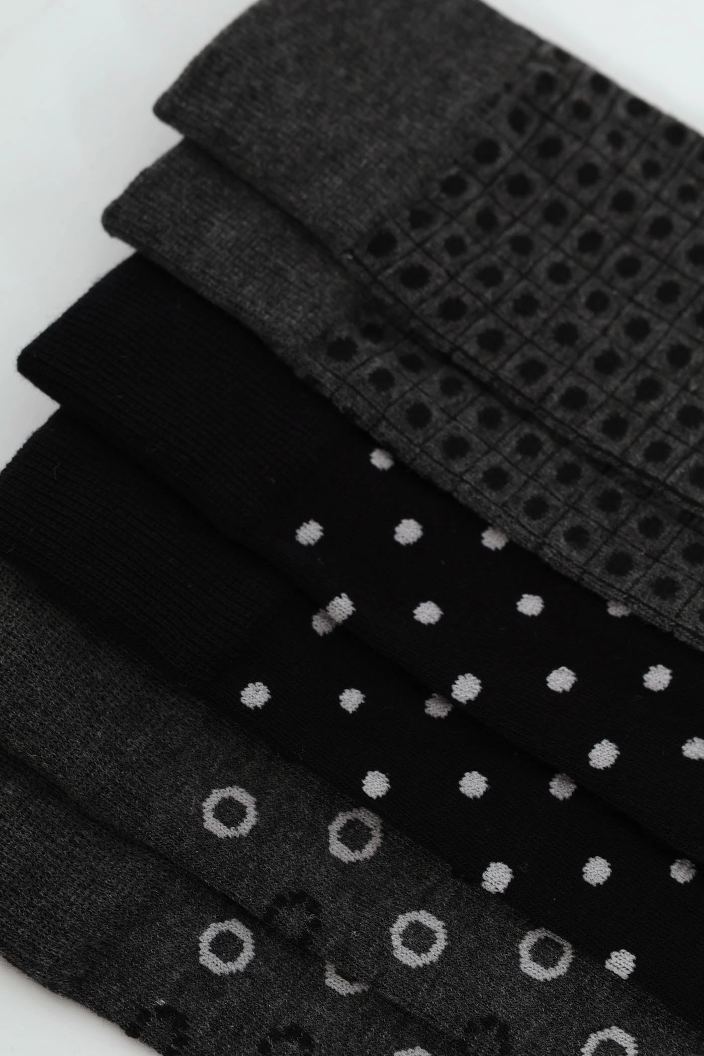 3 Pack Jacquard Dots Anklet Socks - Grey