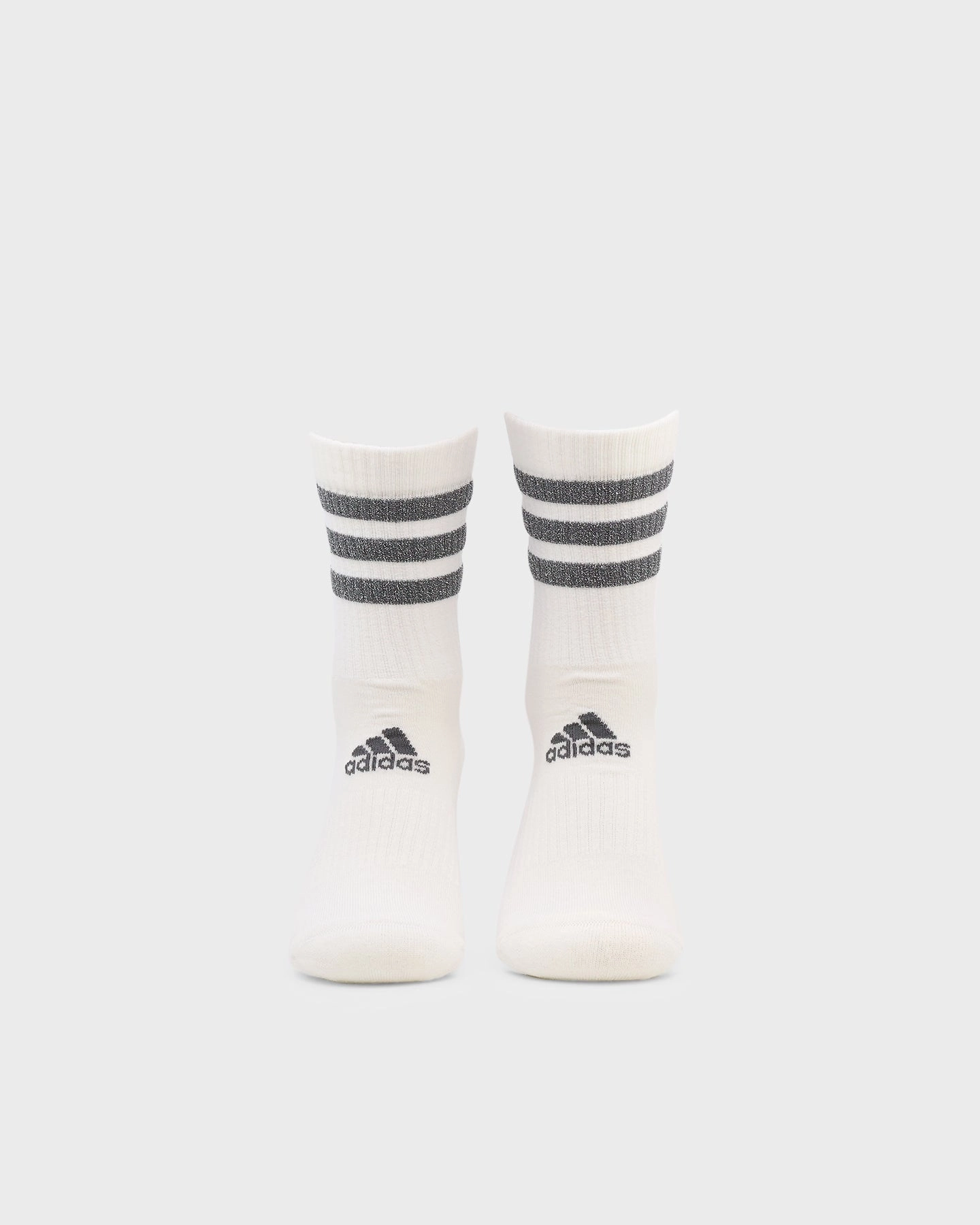 Adidas Women's 3 Stripe Glam Crew Socks 3 Pack White/Black/Wild Pink/Grey Five