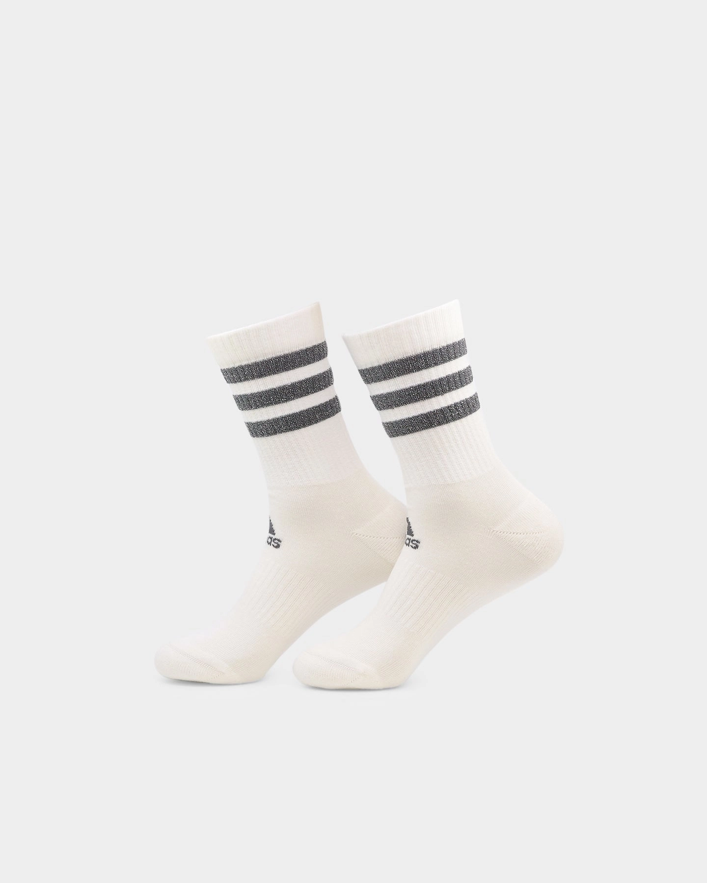 Adidas Women's 3 Stripe Glam Crew Socks 3 Pack White/Black/Wild Pink/Grey Five