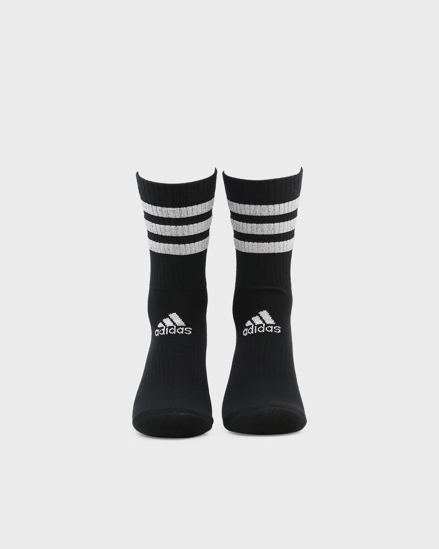 Adidas Women's 3 Stripe Glam Crew Socks 3 Pack White/Black/Wild Pink/Grey Five