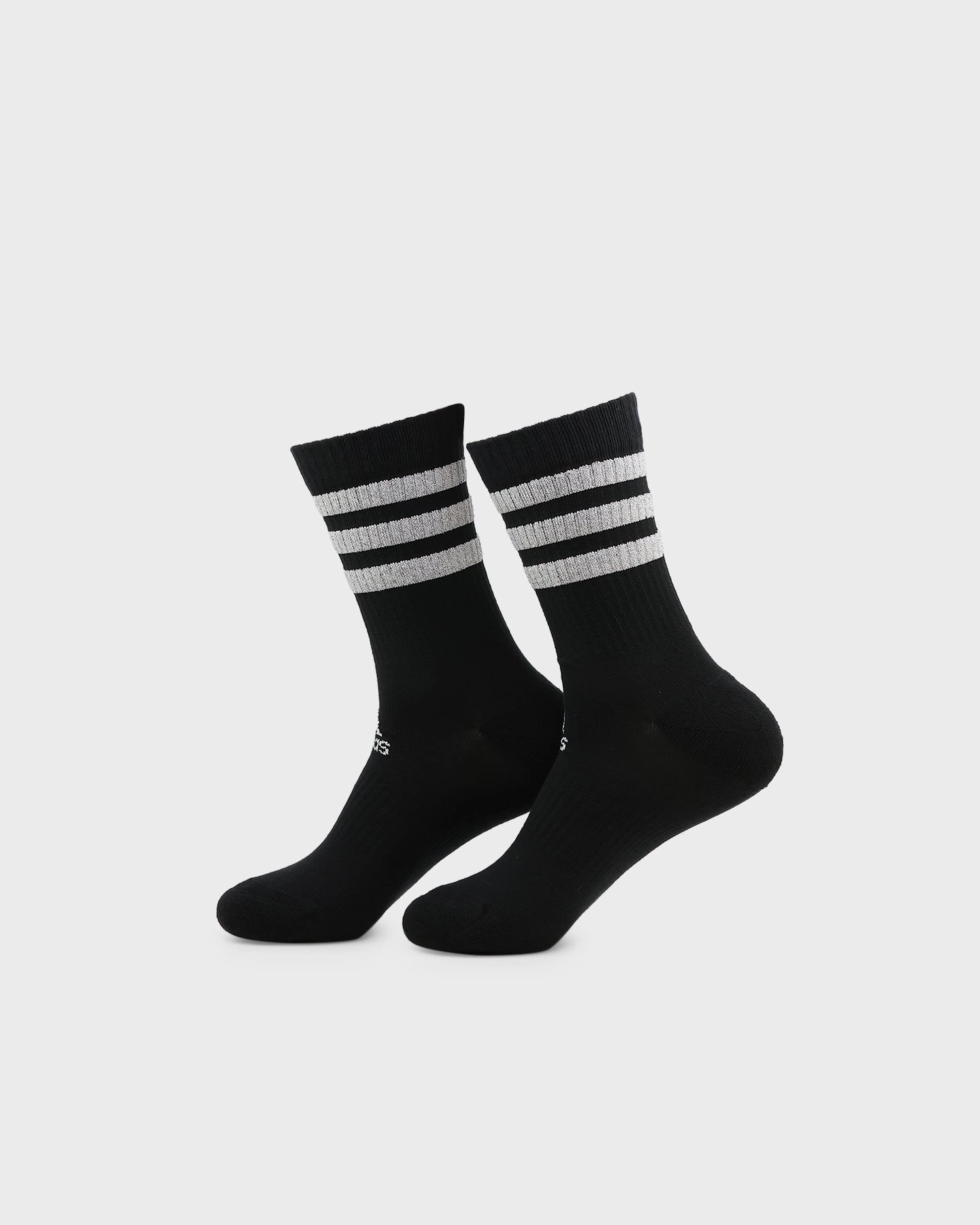 Adidas Women's 3 Stripe Glam Crew Socks 3 Pack White/Black/Wild Pink/Grey Five