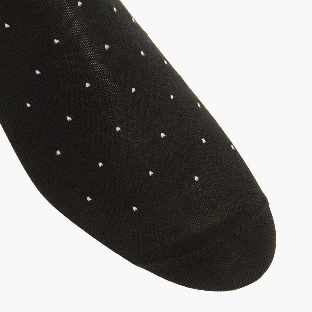 Black with White Pin Dot Cotton Sock Linked OTC