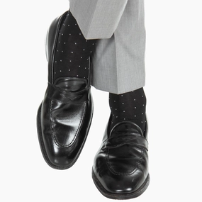 Black with White Pin Dot Cotton Sock Linked OTC