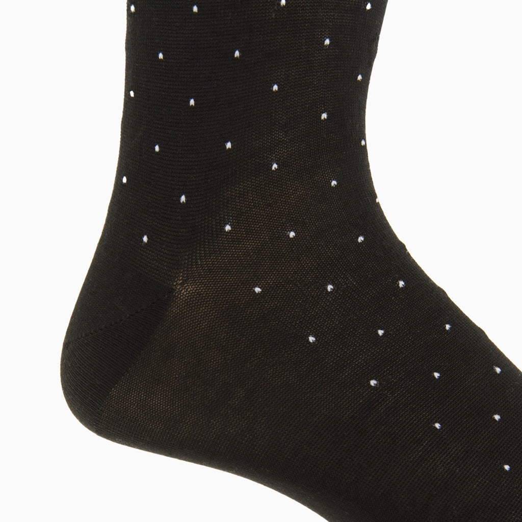 Black with White Pin Dot Cotton Sock Linked OTC