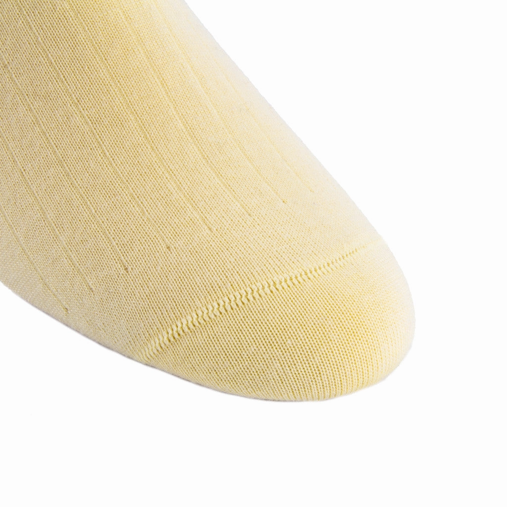 Buttercream Solid Ribbed Fine Merino Wool Sock Linked Toe Mid-Calf