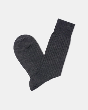 CHARCOAL MID-CALF HOSE WOOL SOCKS