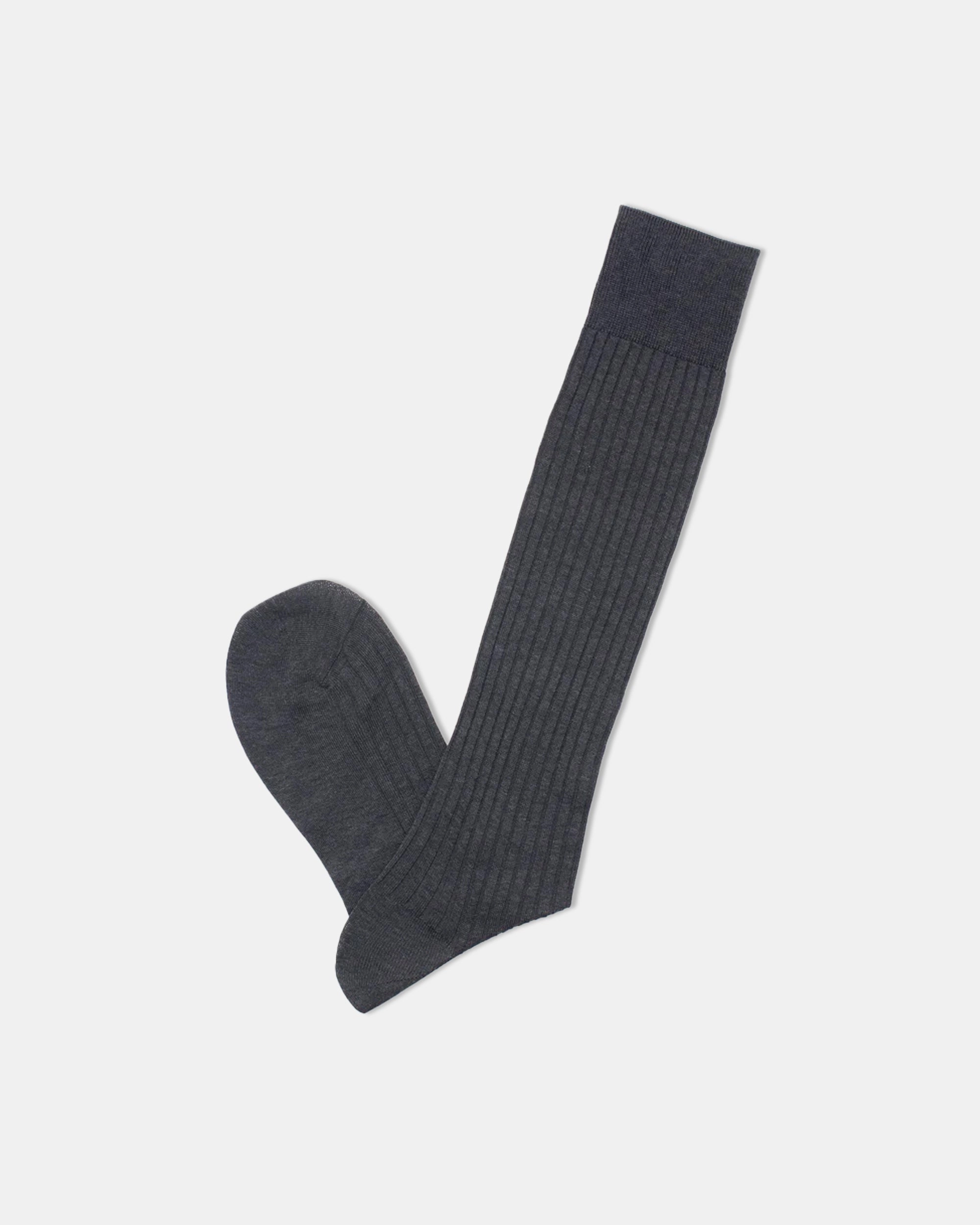 CHARCOAL OVER-CALF HOSE COTTON SOCKS