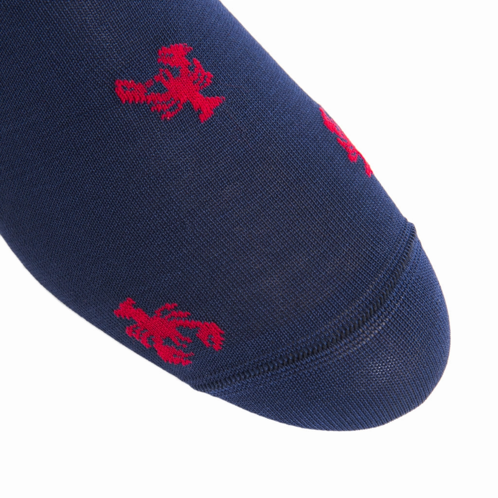 Cl. Navy with Red Lobster Cotton Sock Linked Toe OTC