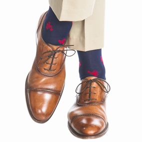 Cl. Navy with Red Lobster Cotton Sock Linked Toe OTC