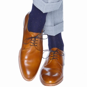 Classic Navy with Gold Pin Dot Cotton Sock Linked Toe OTC