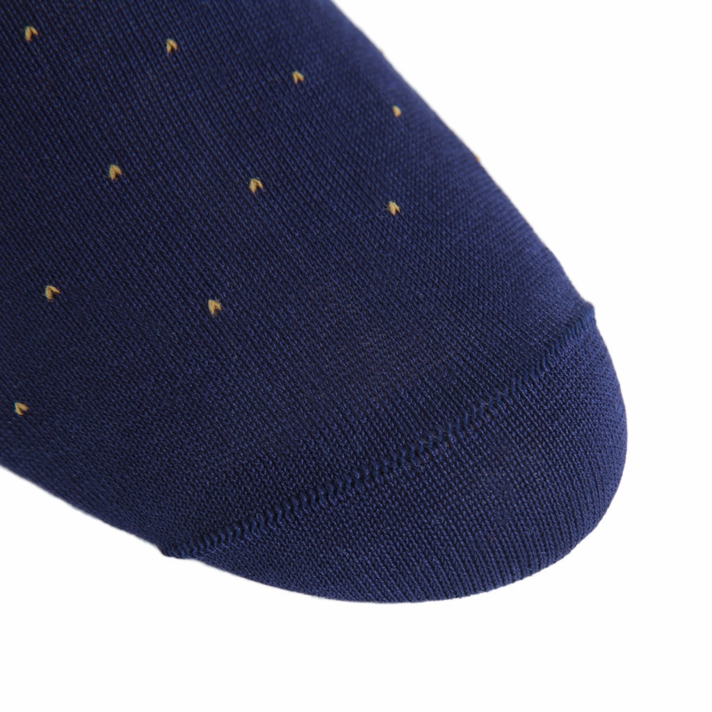 Classic Navy with Gold Pin Dot Cotton Sock Linked Toe OTC