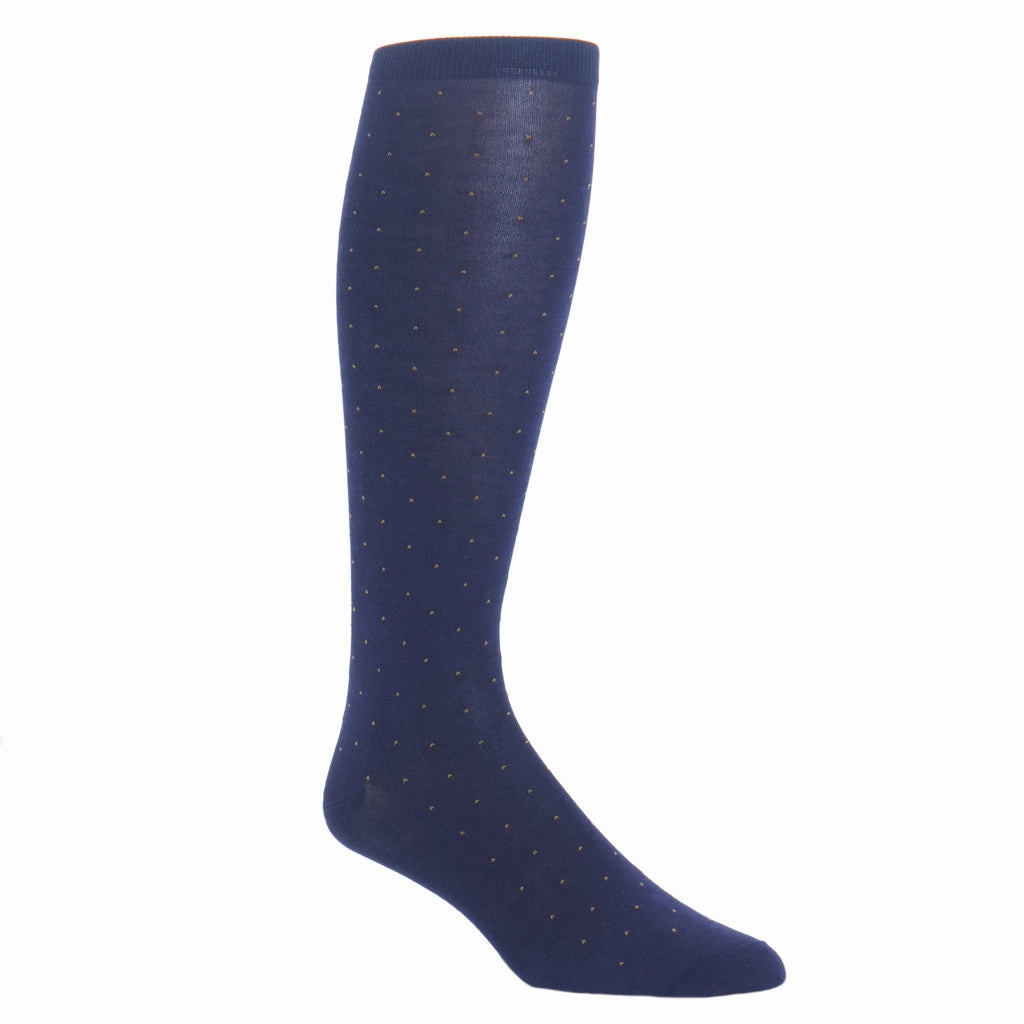 Classic Navy with Gold Pin Dot Cotton Sock Linked Toe OTC