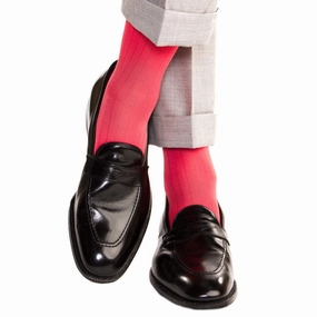 Coral Solid Ribbed Cotton Sock Linked Toe OTC