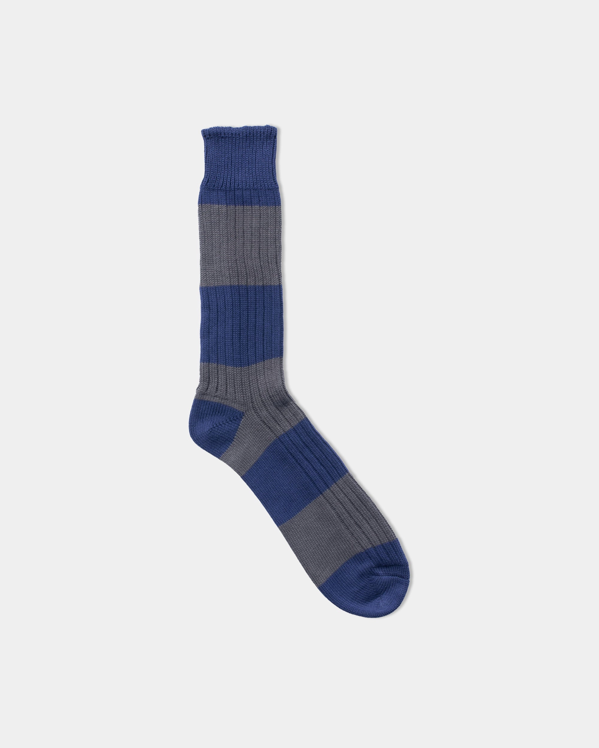 COTTON WIDE STRIPE SOCKS - NAVY/GREY