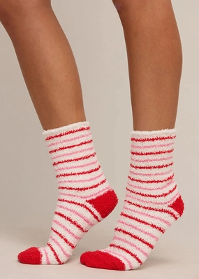 Cozy Plush Stripe Socks (2-Pack) - Vanilla Cherry Ice