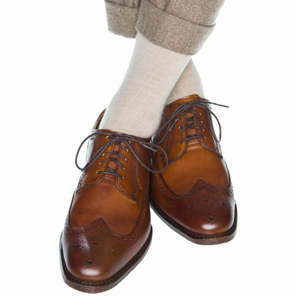 Cream Solid Ribbed Cotton Sock Linked Toe OTC