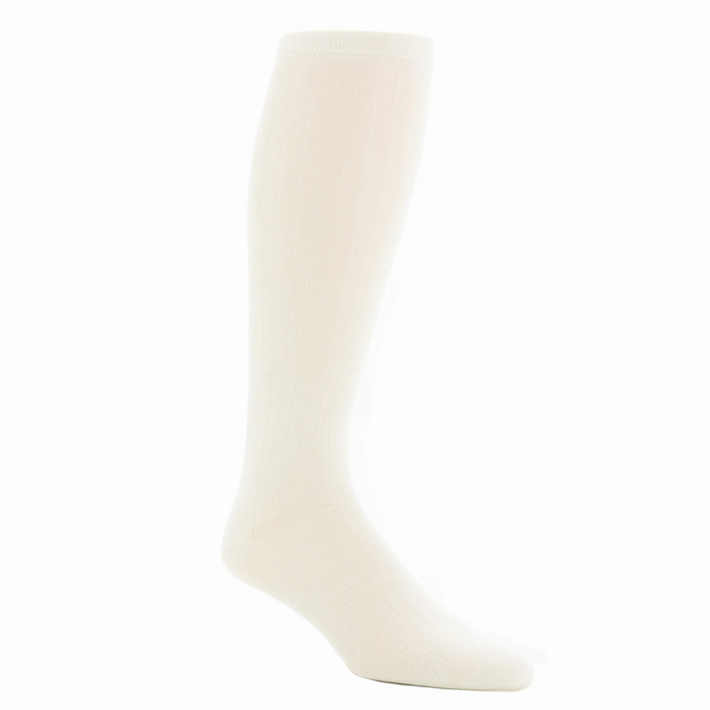 Cream Solid Ribbed Cotton Sock Linked Toe OTC