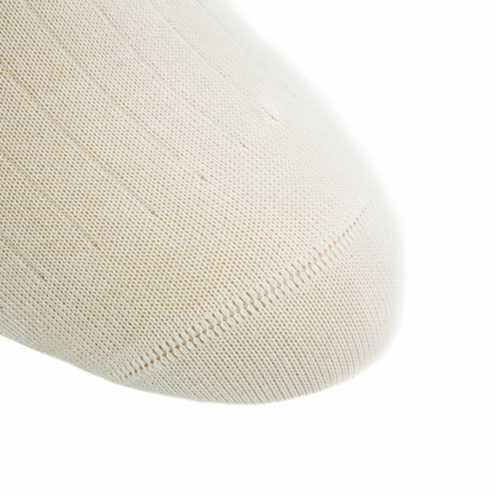 Cream Solid Ribbed Cotton Sock Linked Toe OTC