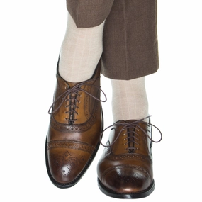 Cream Solid Ribbed Cotton Sock Linked Toe OTC