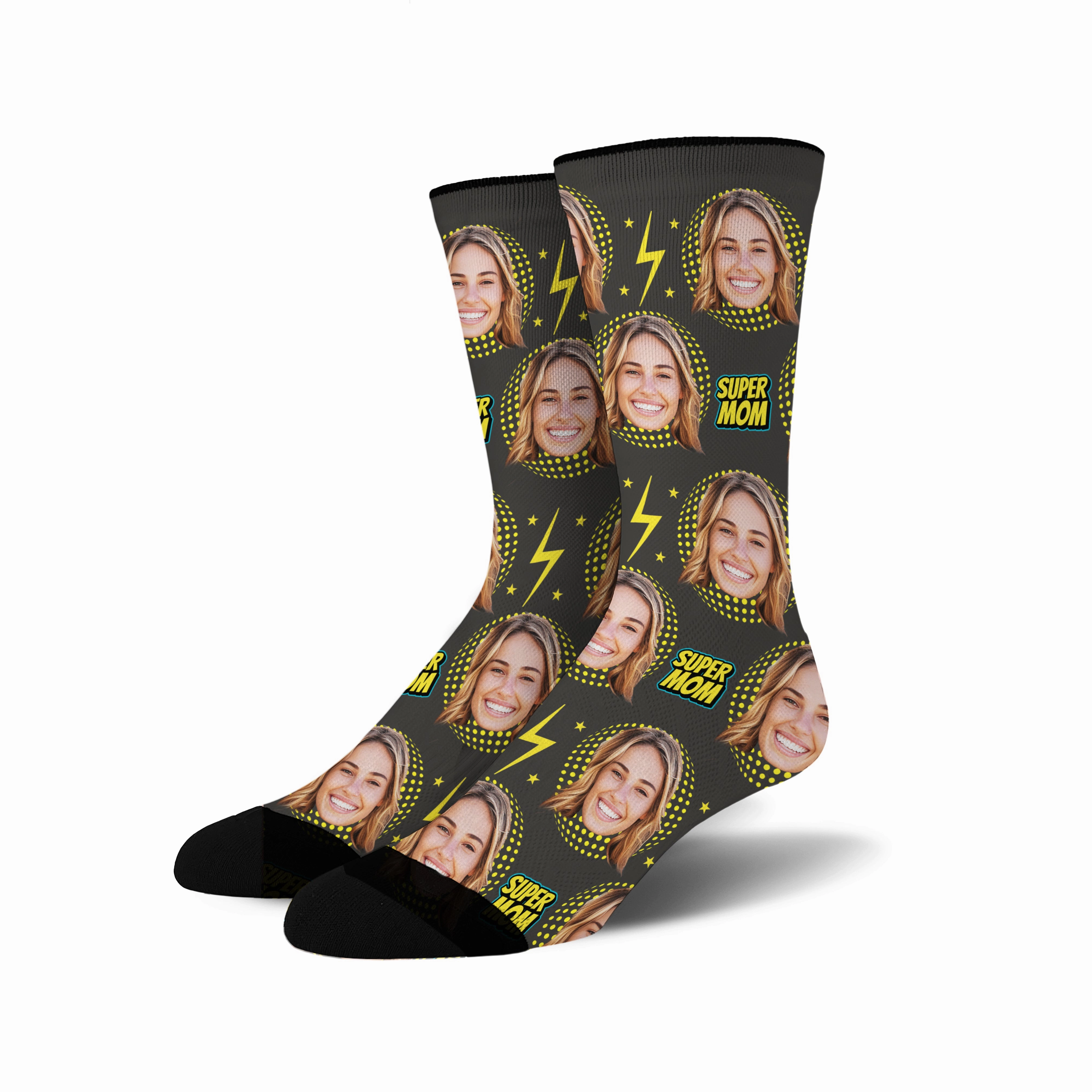 Custom Face Socks - Super Mom Flash