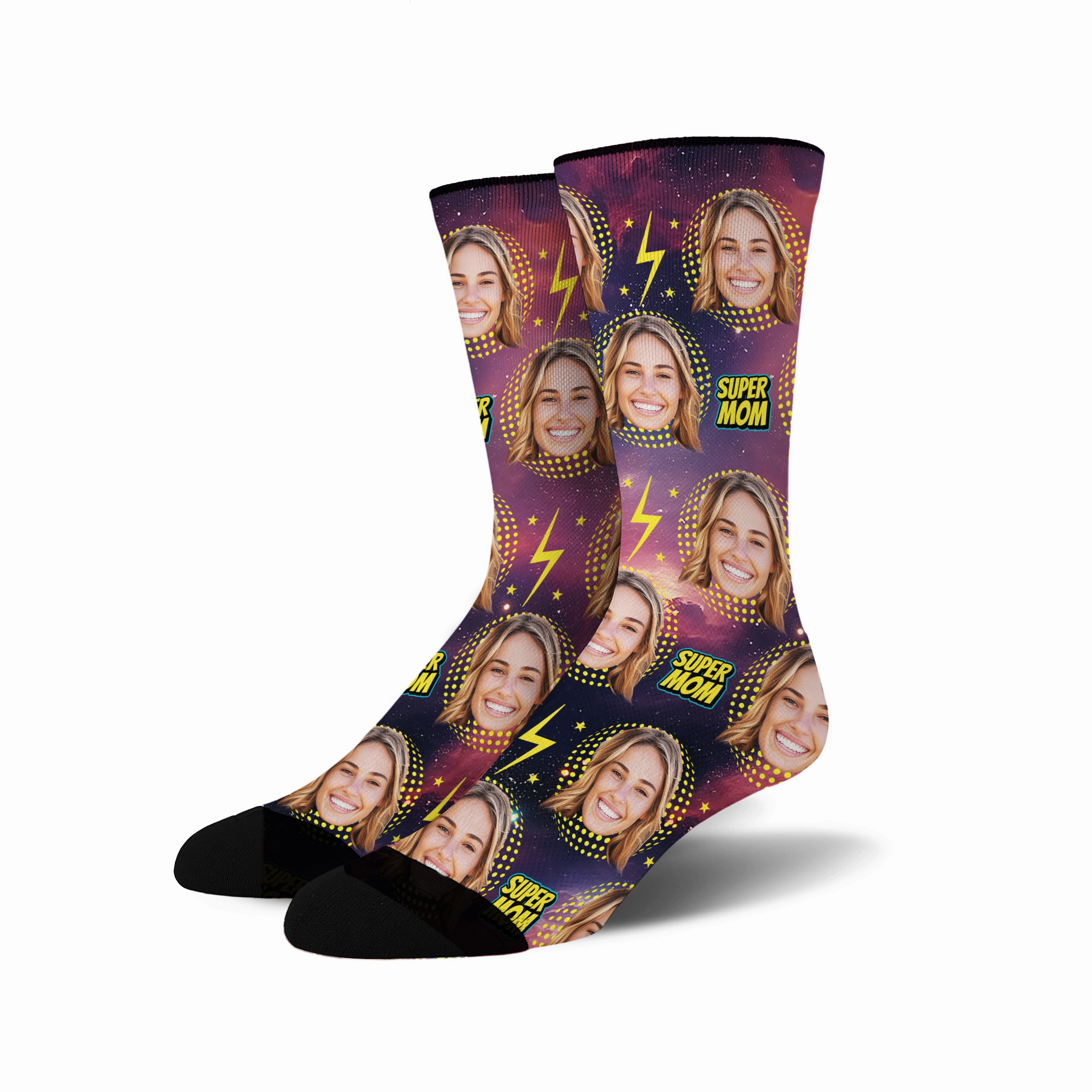 Custom Face Socks - Super Mom Flash