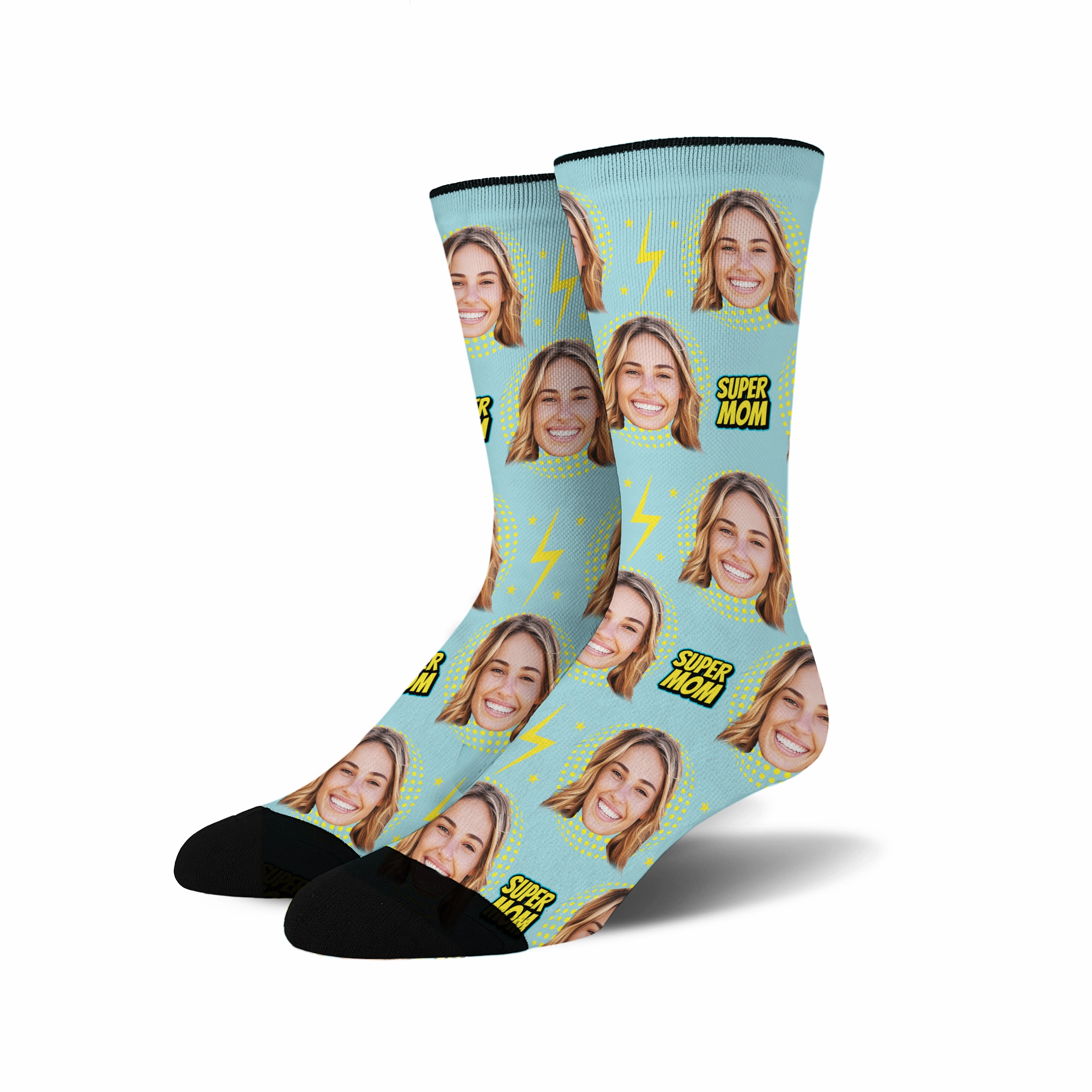 Custom Face Socks - Super Mom Flash
