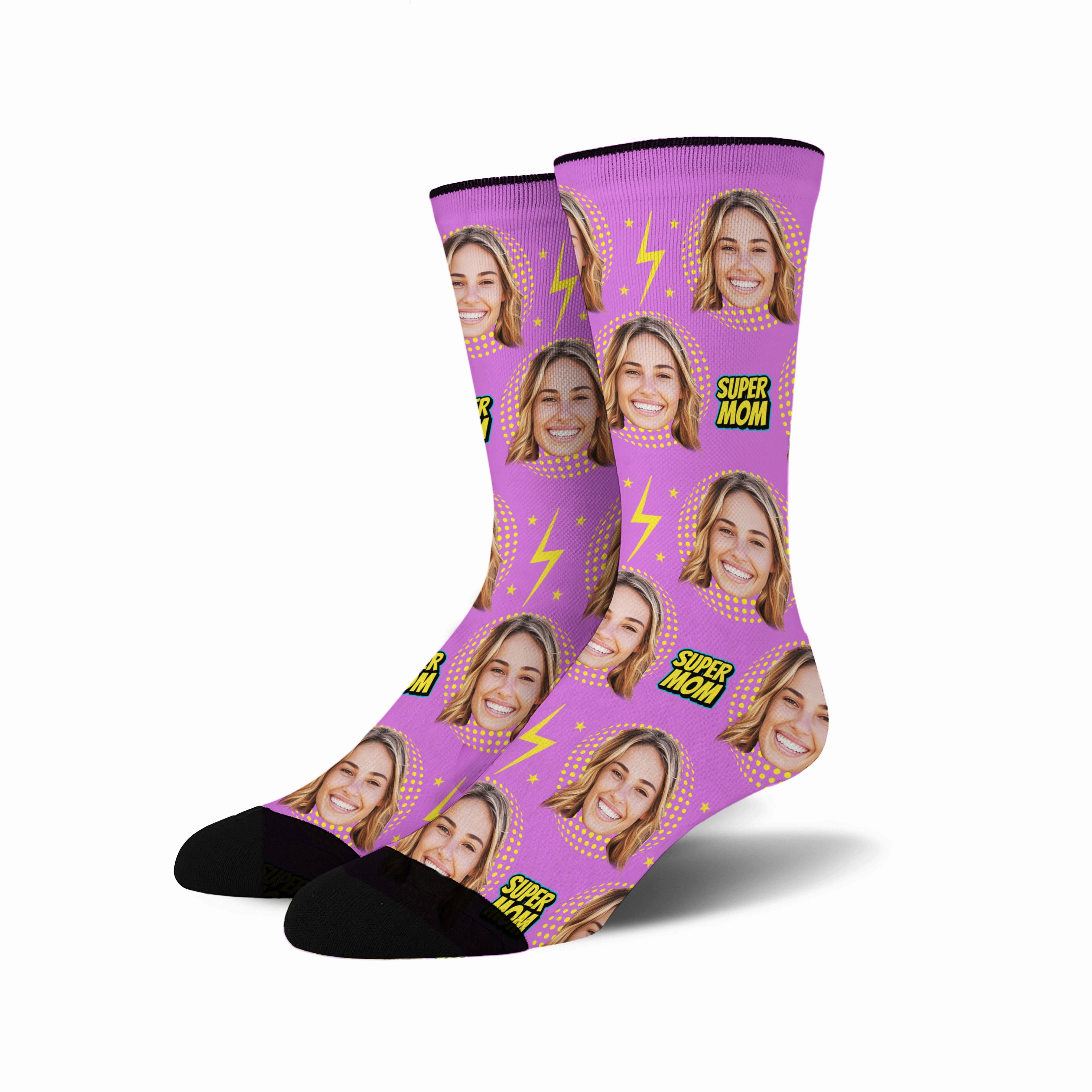 Custom Face Socks - Super Mom Flash