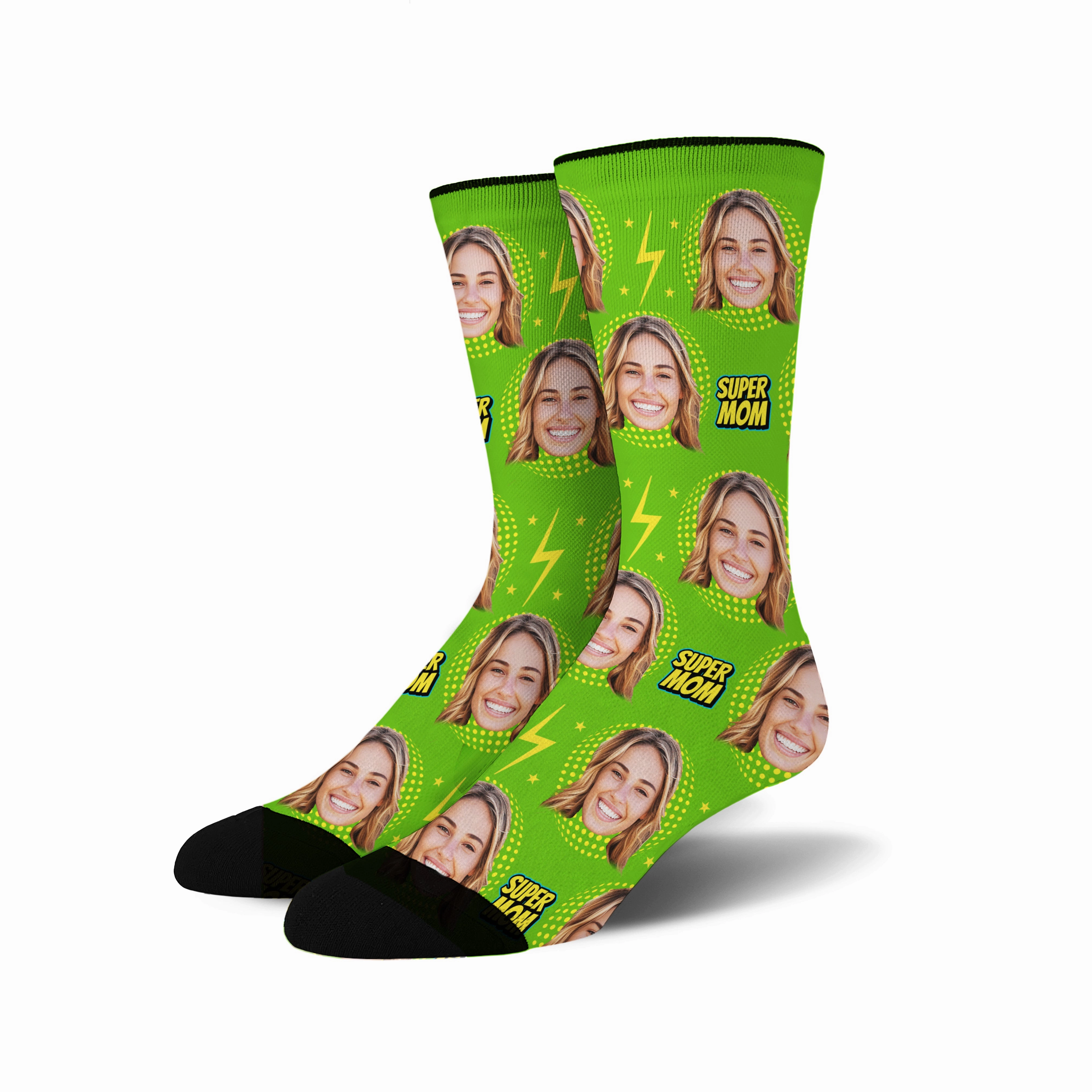Custom Face Socks - Super Mom Flash