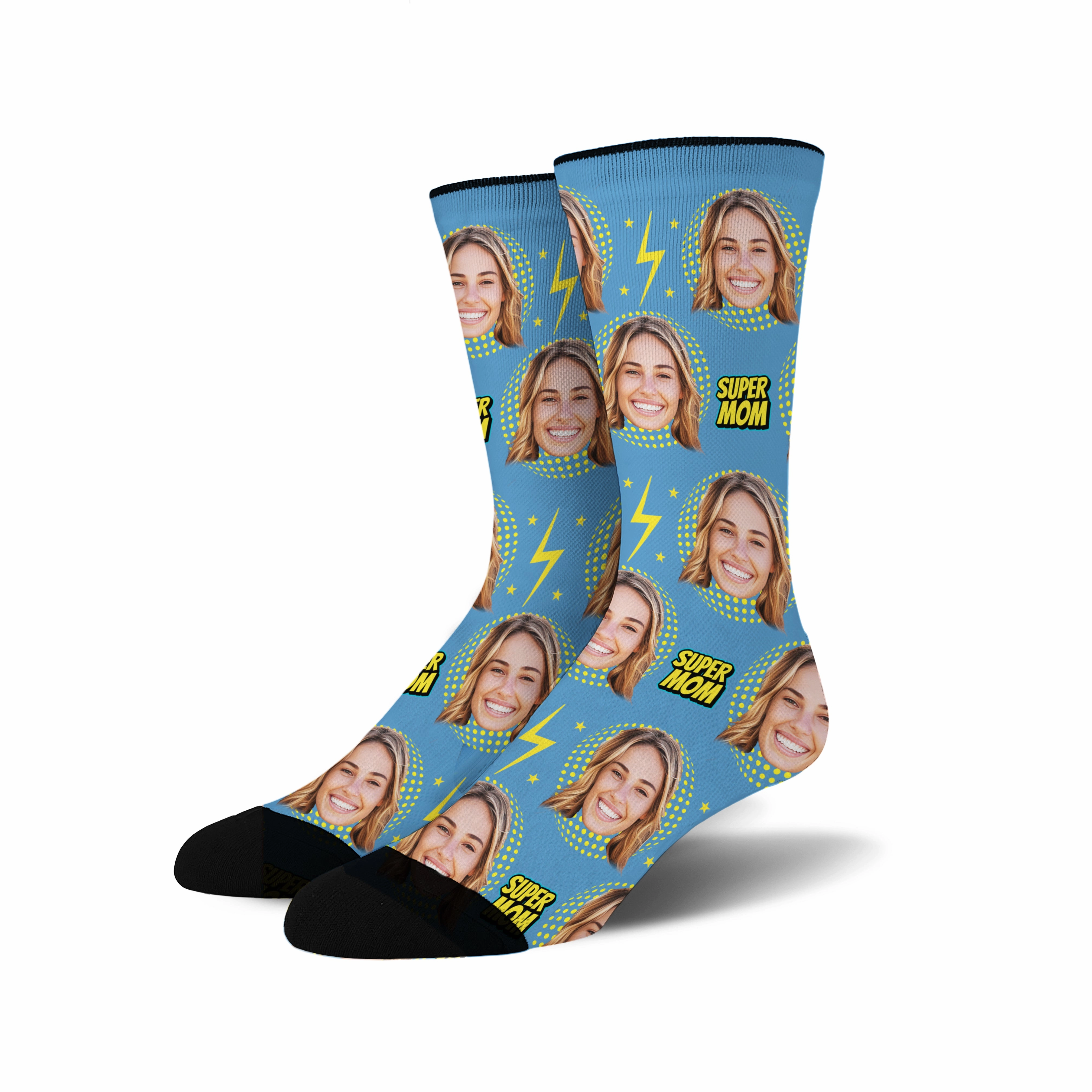 Custom Face Socks - Super Mom Flash