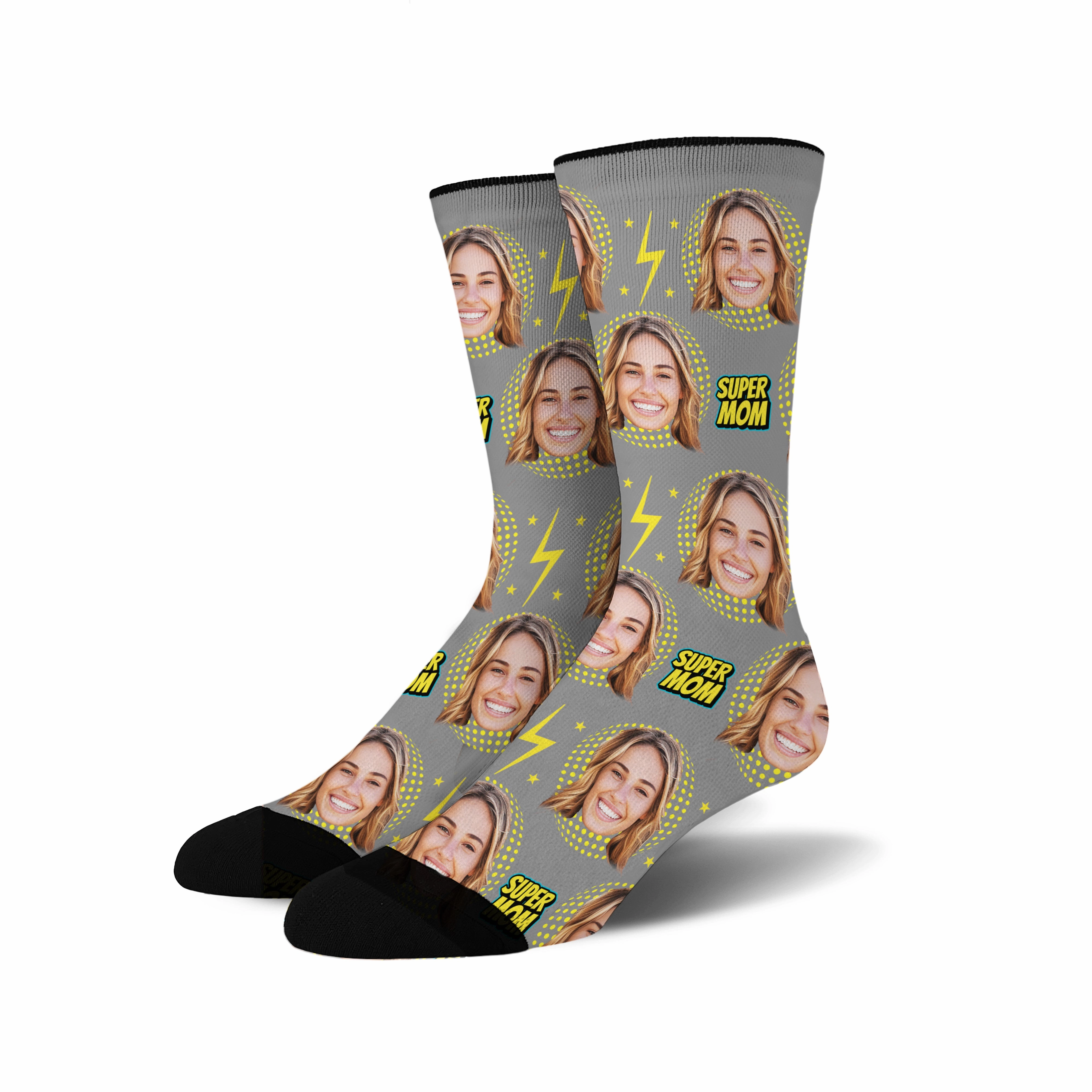 Custom Face Socks - Super Mom Flash