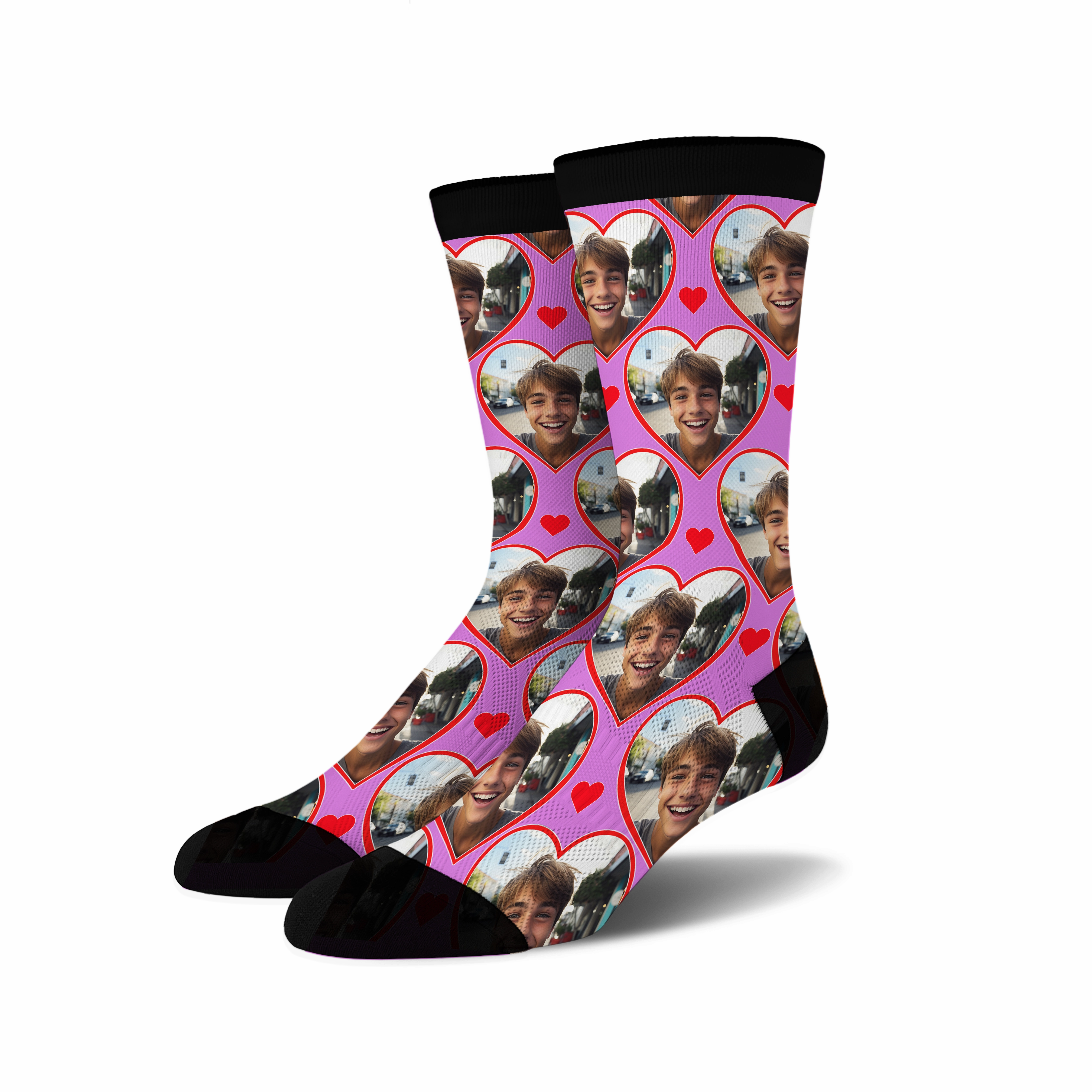 Custom Heart Photo Socks