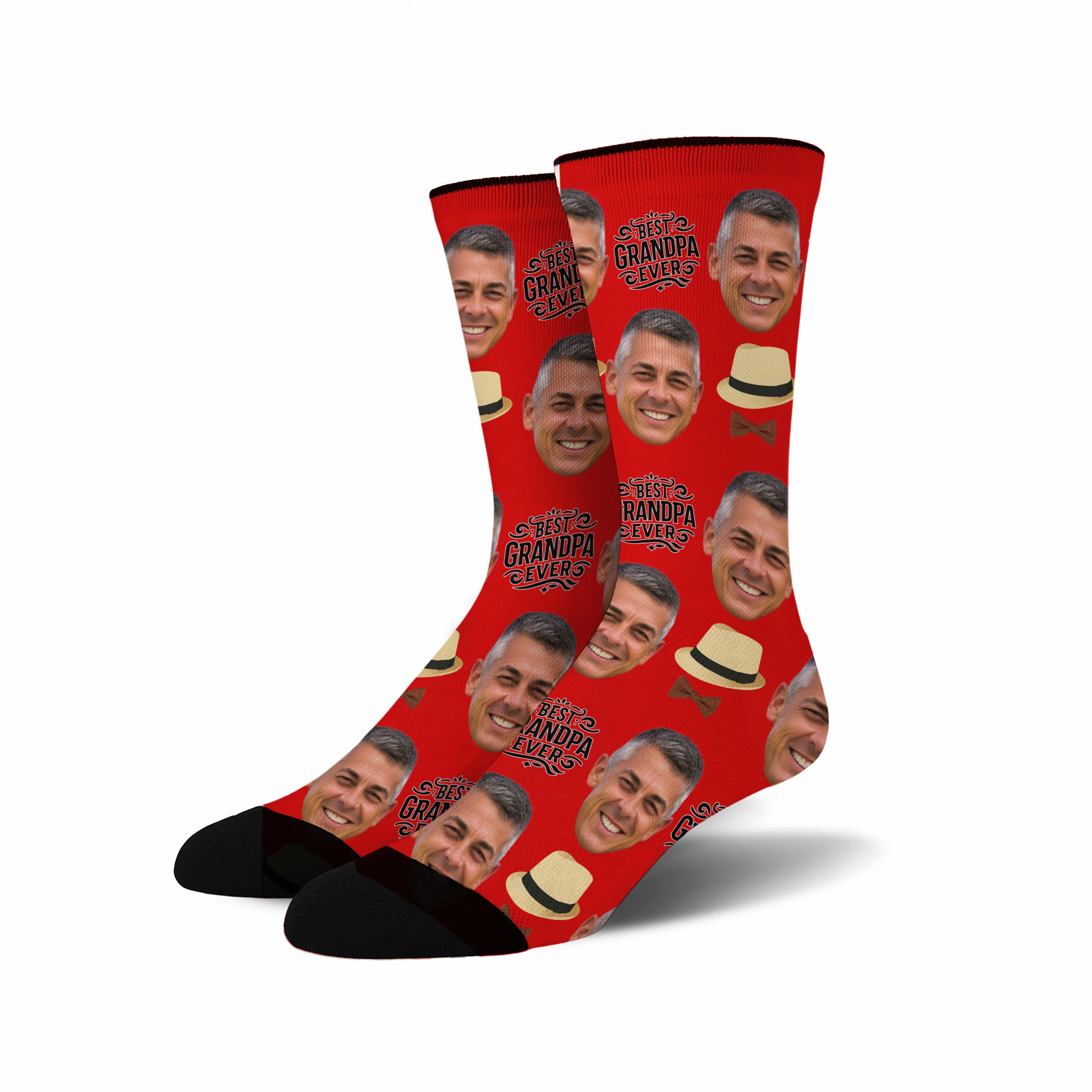 Custom Novelty Face Socks:  (Custom Face Grandpa #1)