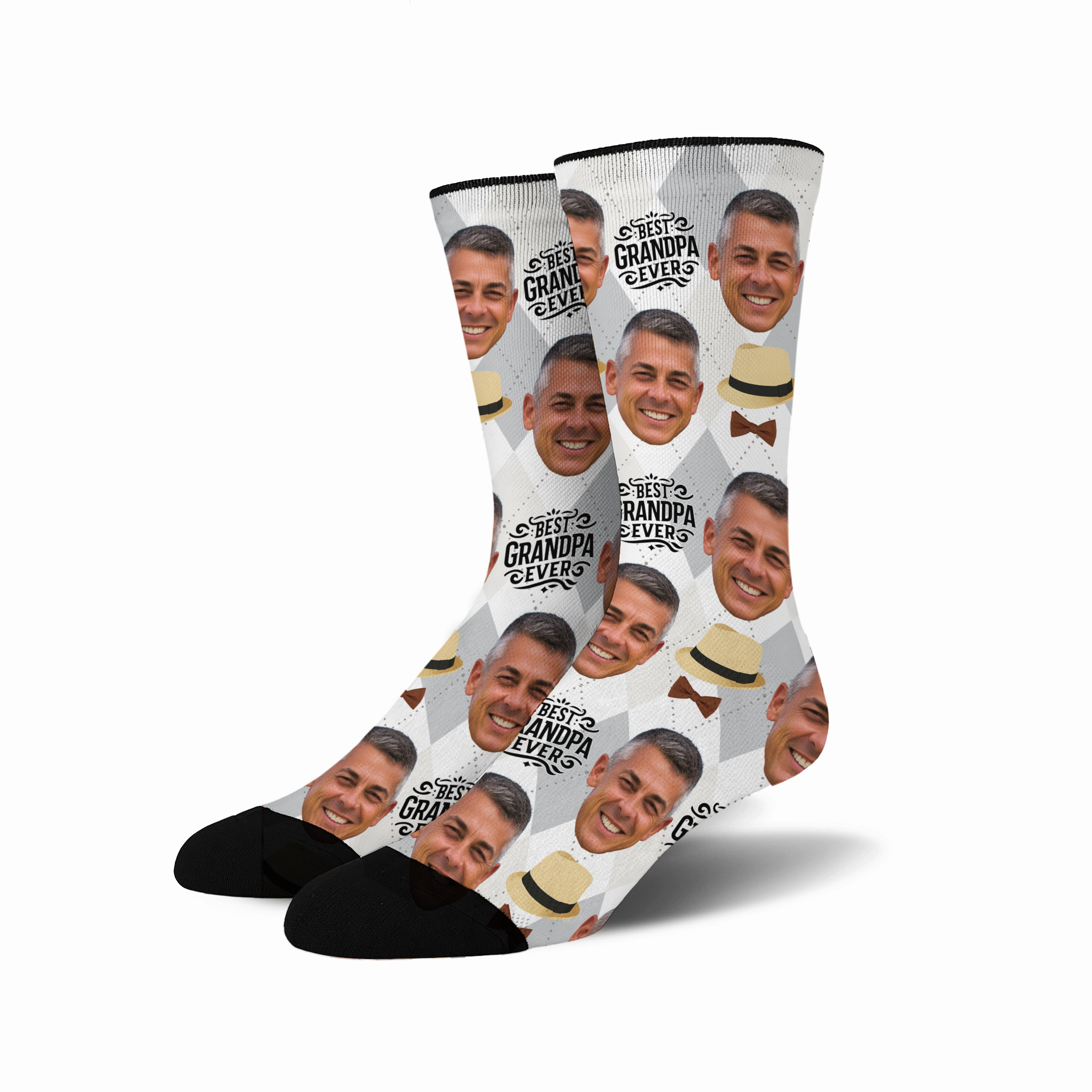 Custom Novelty Face Socks:  (Custom Face Grandpa #1)