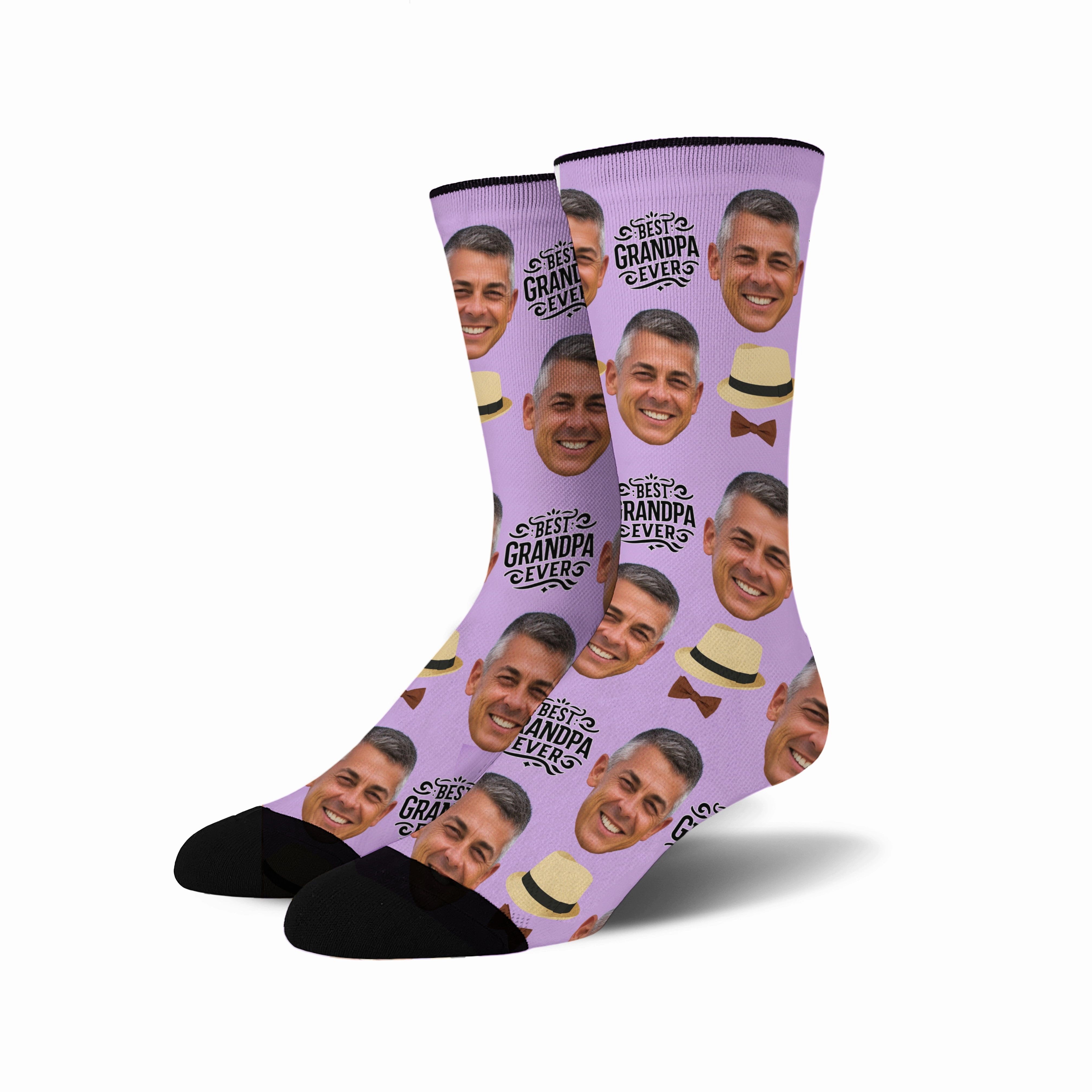 Custom Novelty Face Socks:  (Custom Face Grandpa #1)