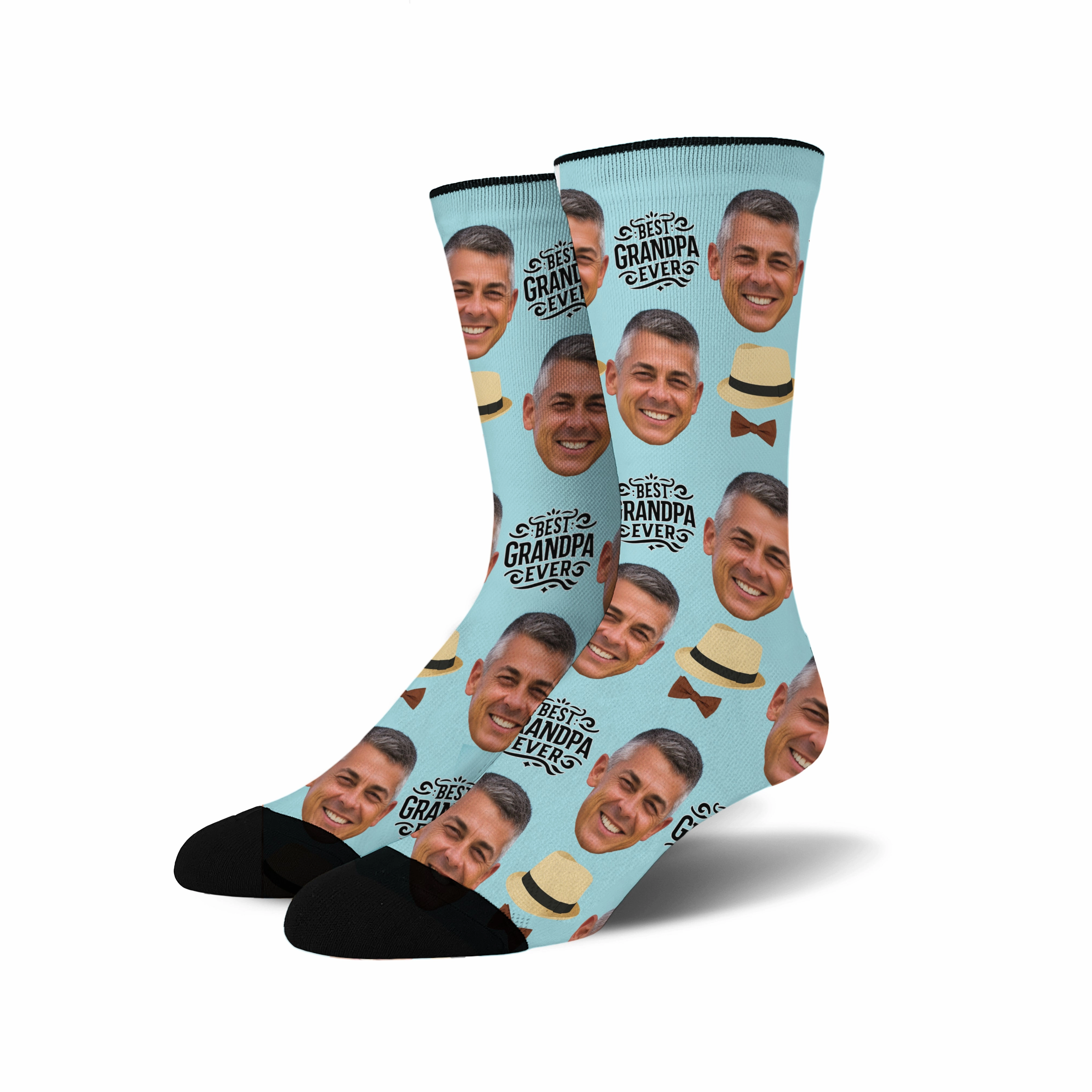 Custom Novelty Face Socks:  (Custom Face Grandpa #1)