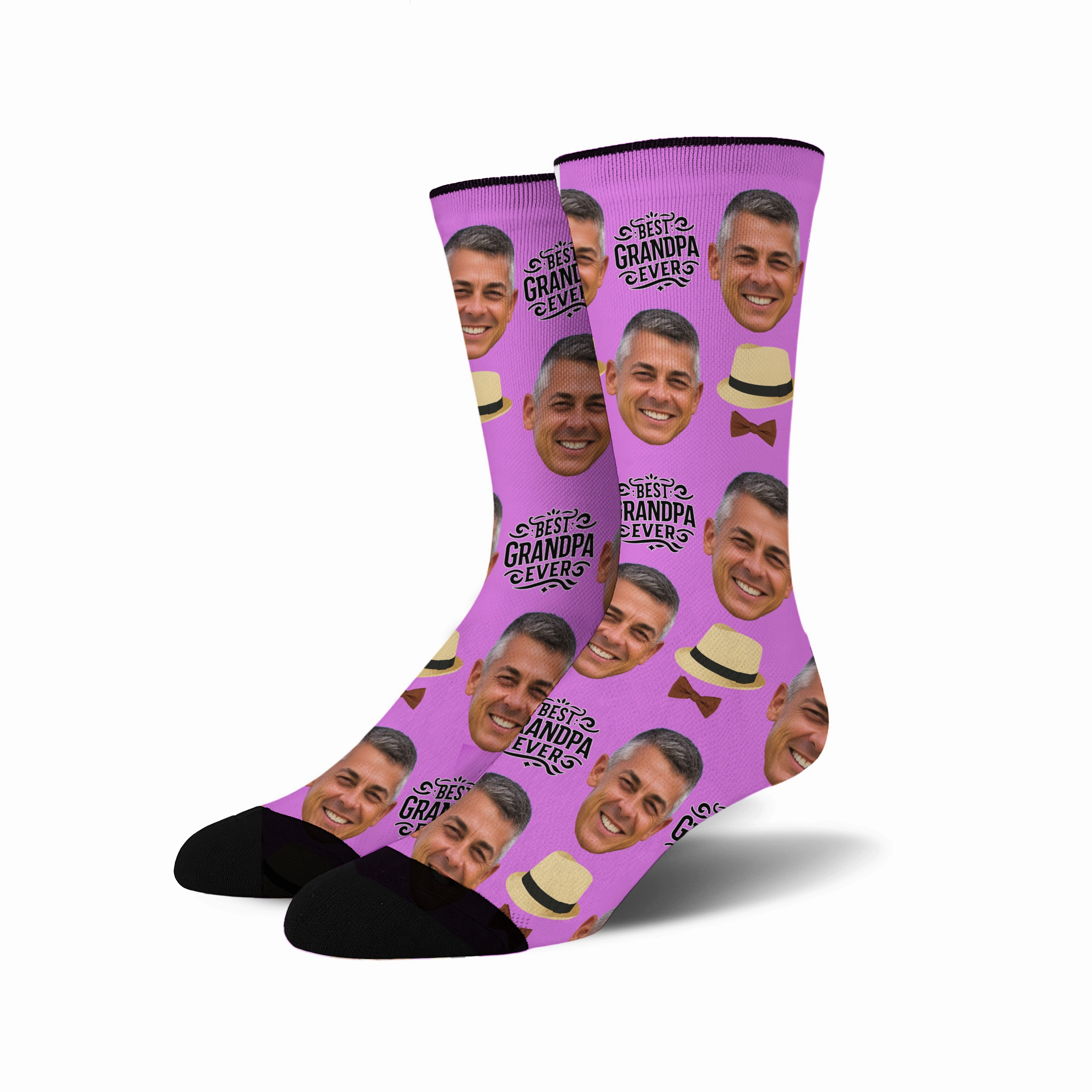 Custom Novelty Face Socks:  (Custom Face Grandpa #1)