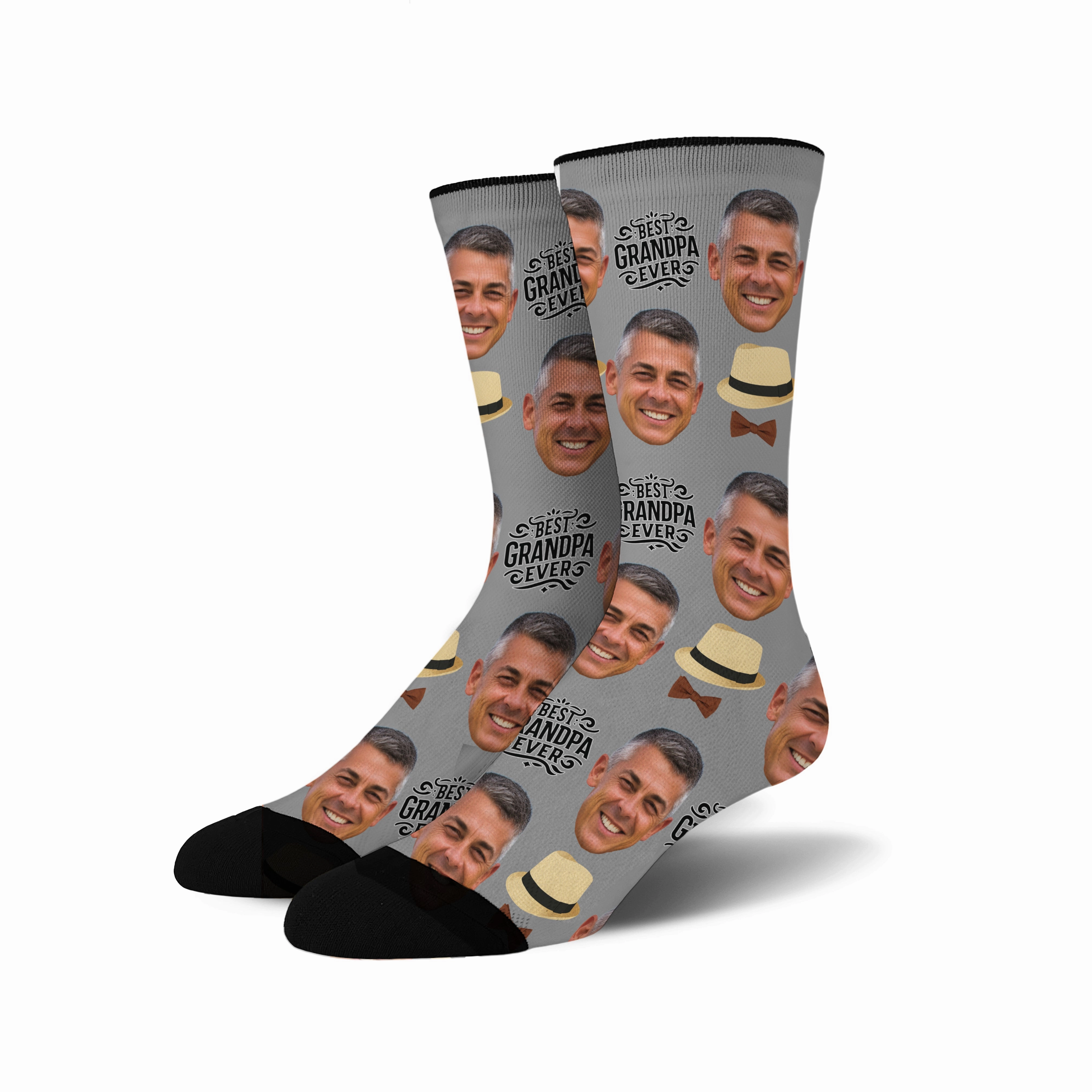 Custom Novelty Face Socks:  (Custom Face Grandpa #1)