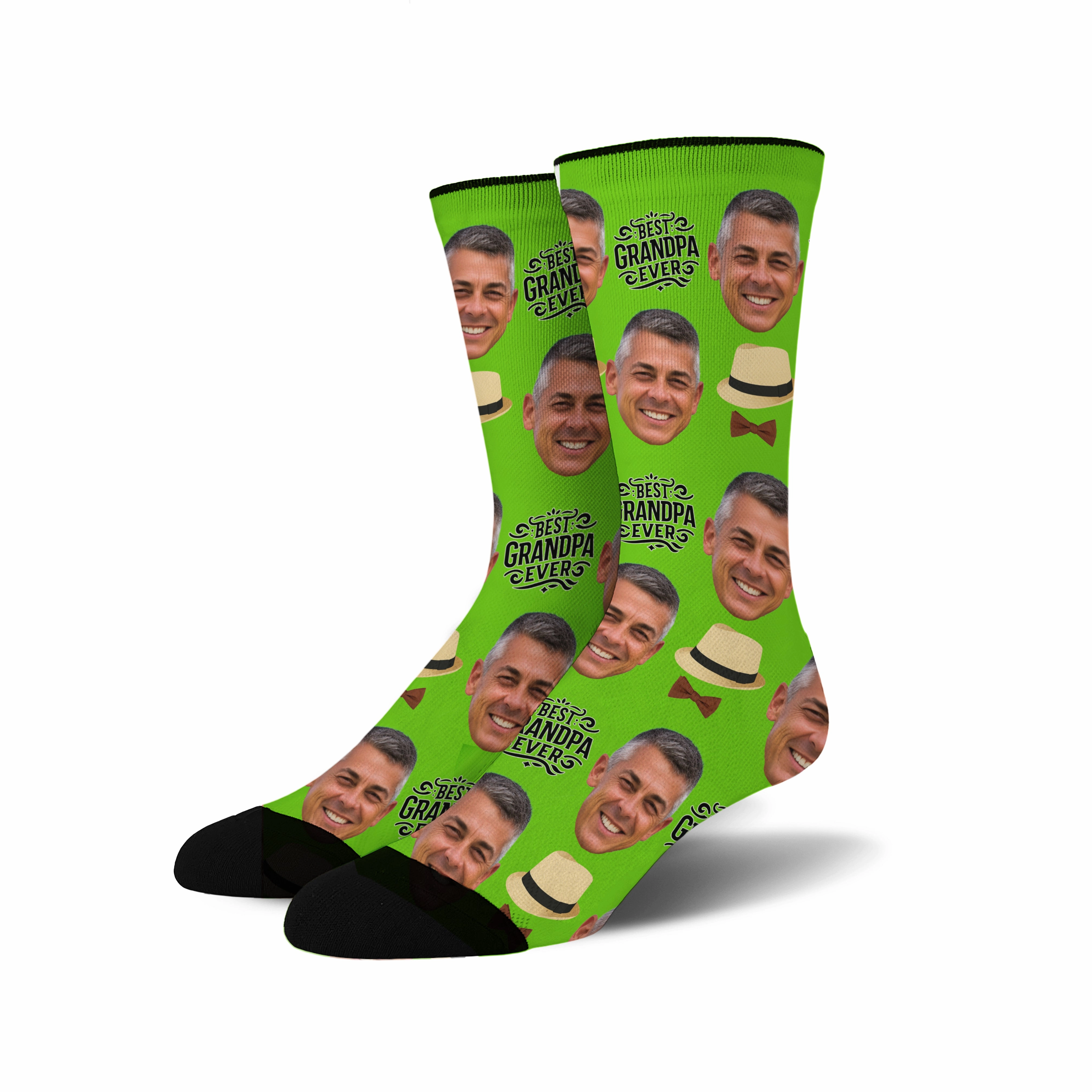 Custom Novelty Face Socks:  (Custom Face Grandpa #1)
