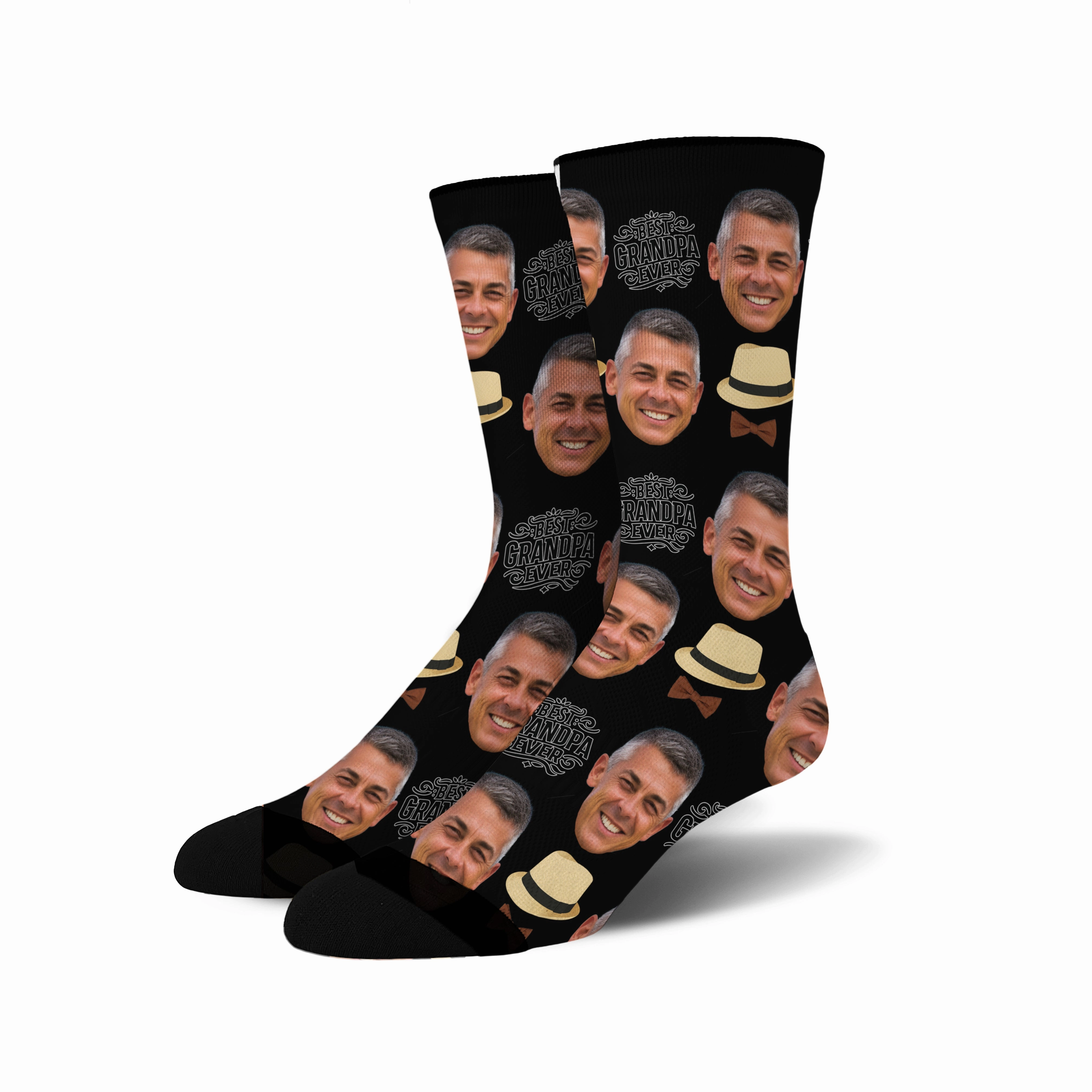 Custom Novelty Face Socks:  (Custom Face Grandpa #1)