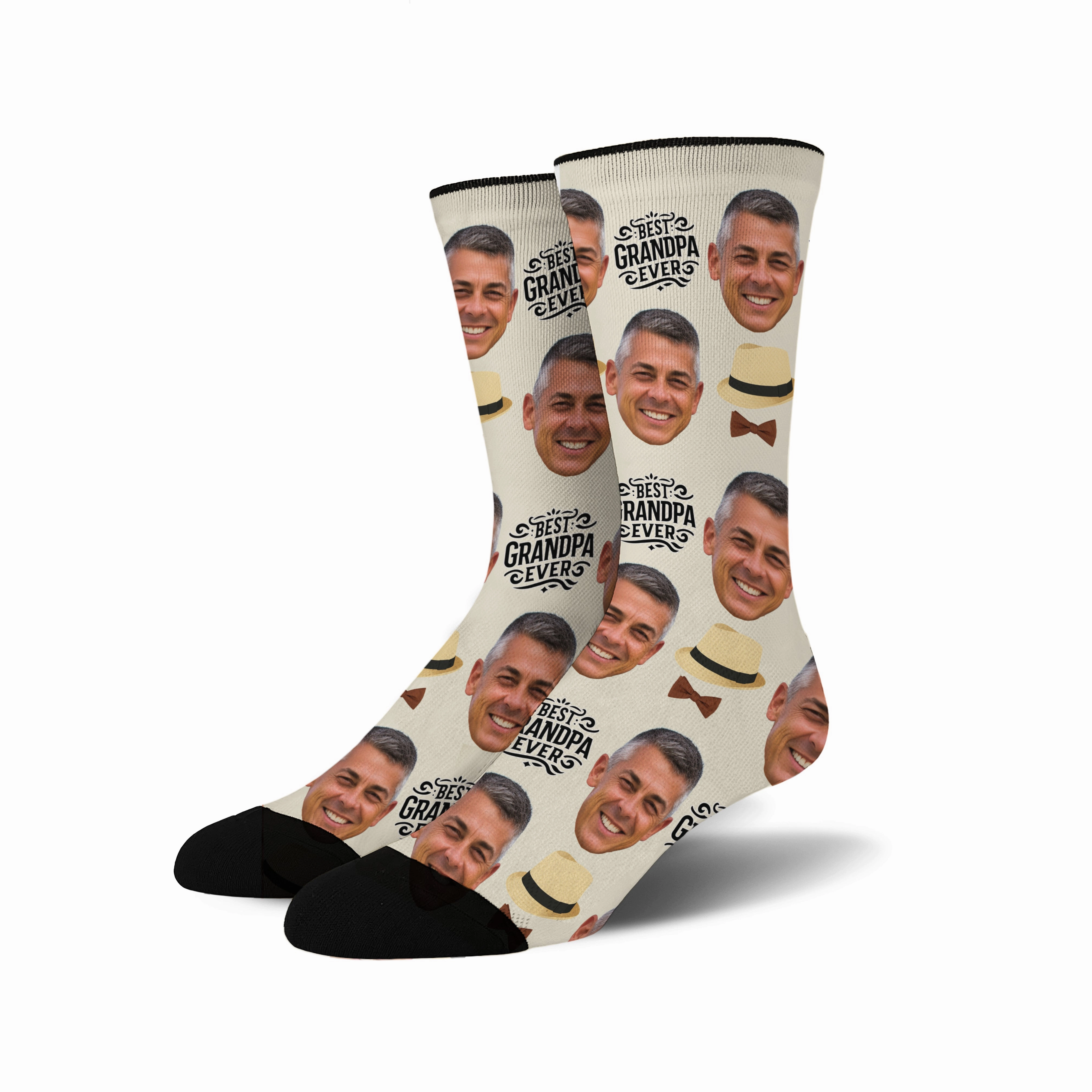 Custom Novelty Face Socks:  (Custom Face Grandpa #1)