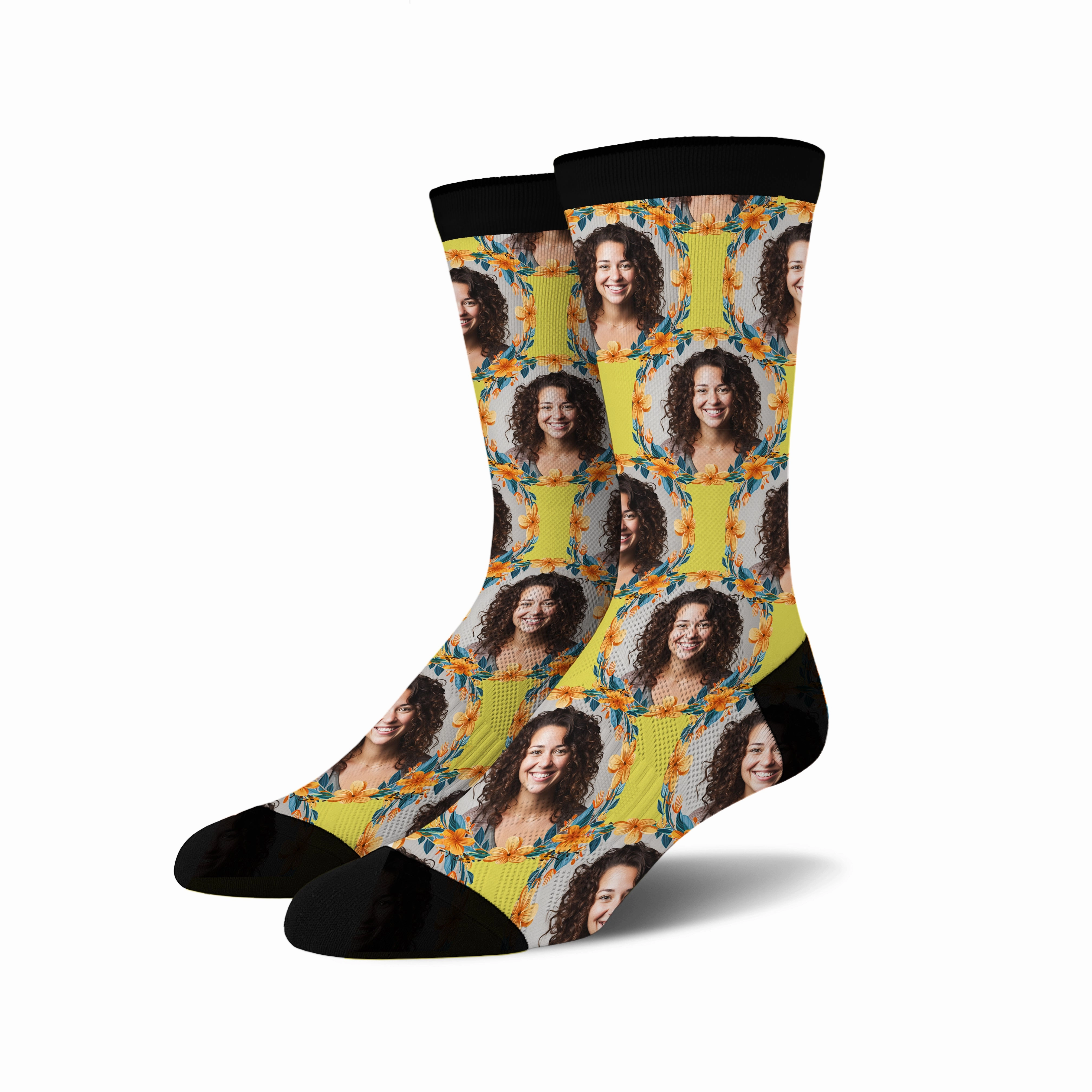 Custom Personalized Photo Flower Socks
