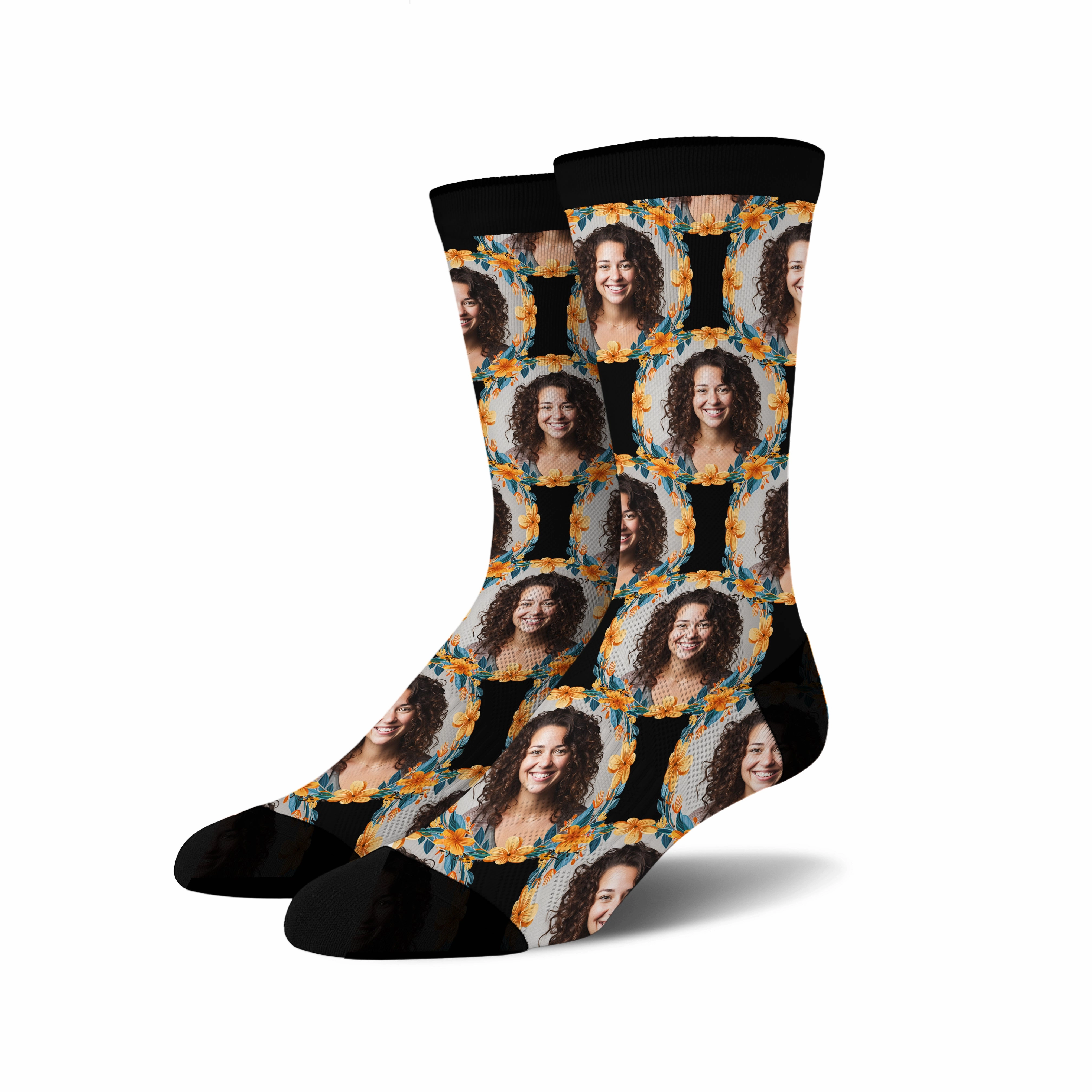 Custom Personalized Photo Flower Socks