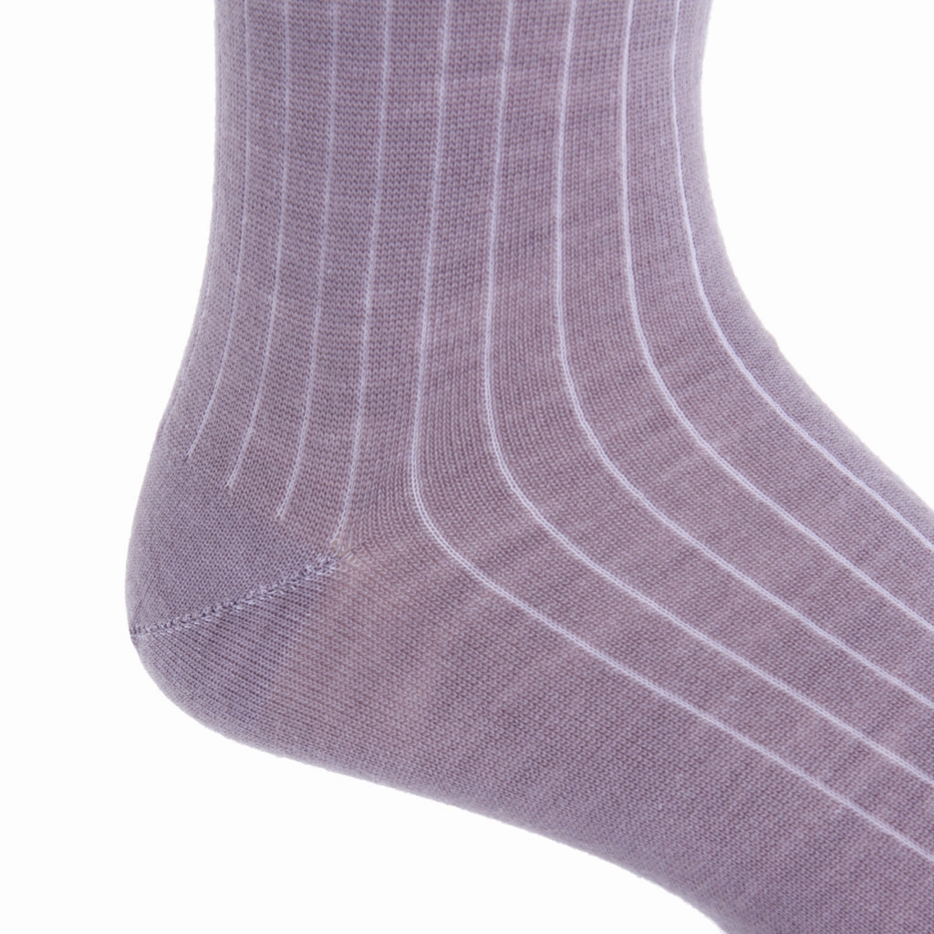 Eldeberry Solid Ribbed Fine Merino Wool Sock Linked Toe Mid-Calf