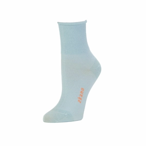 Emmy - 1/4 Height Roll Top Organic Cotton Crew Socks - Clearwater