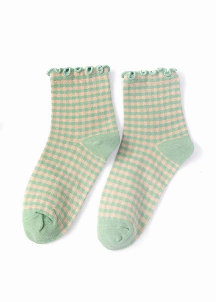 Frill Check Plaid Ankle Socks