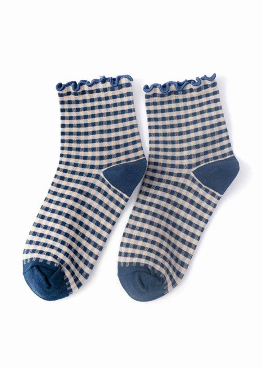 Frill Check Plaid Ankle Socks