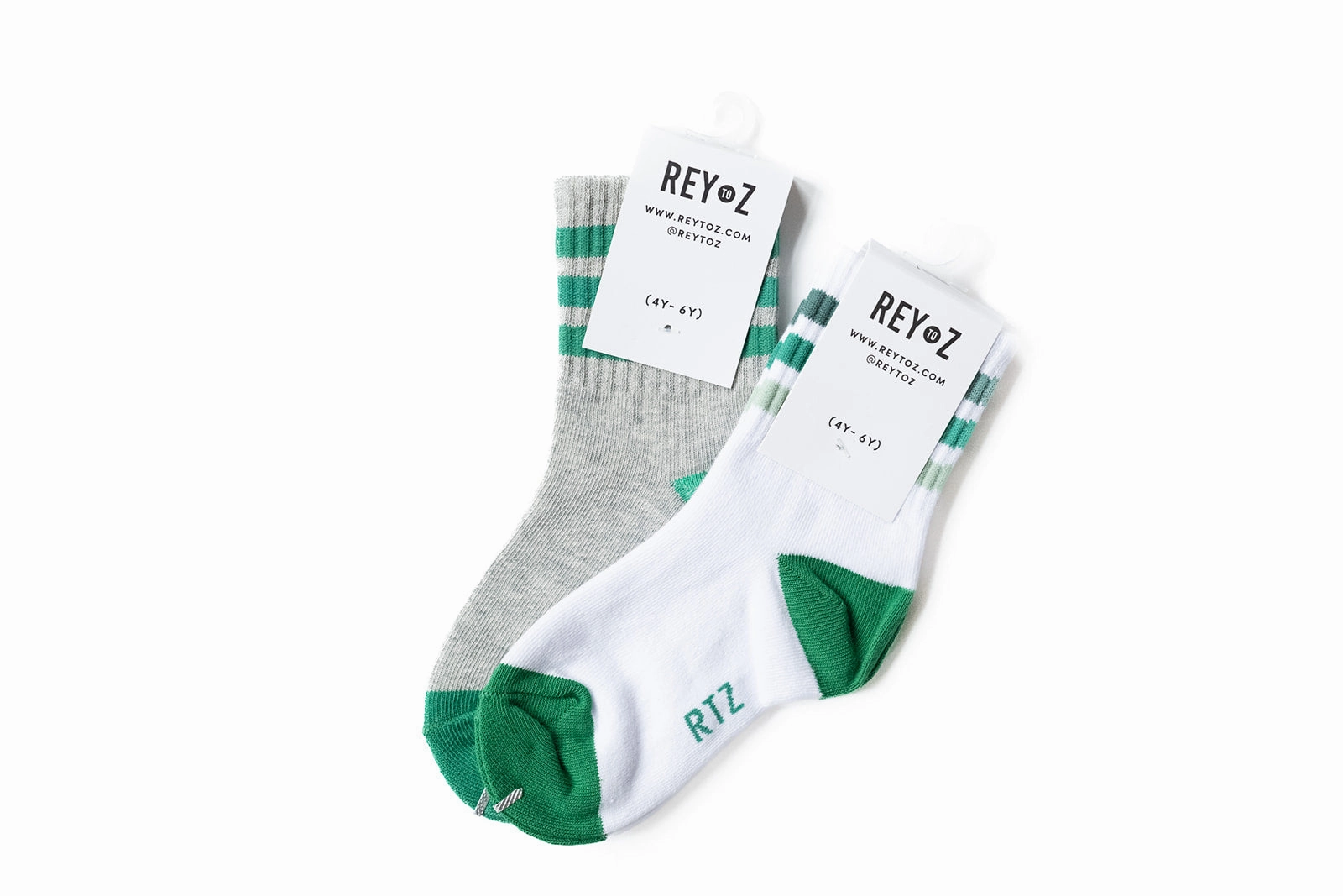 Heather Grey & Green Stripe Socks